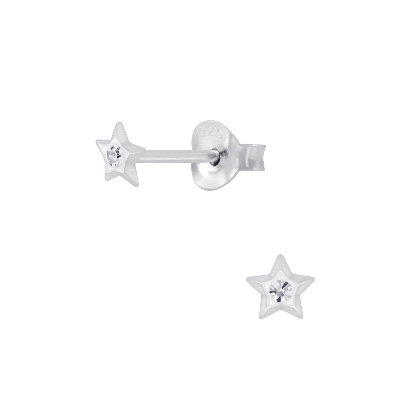 Mädchen Ohrringe Stern Kristall aus 925 Silber