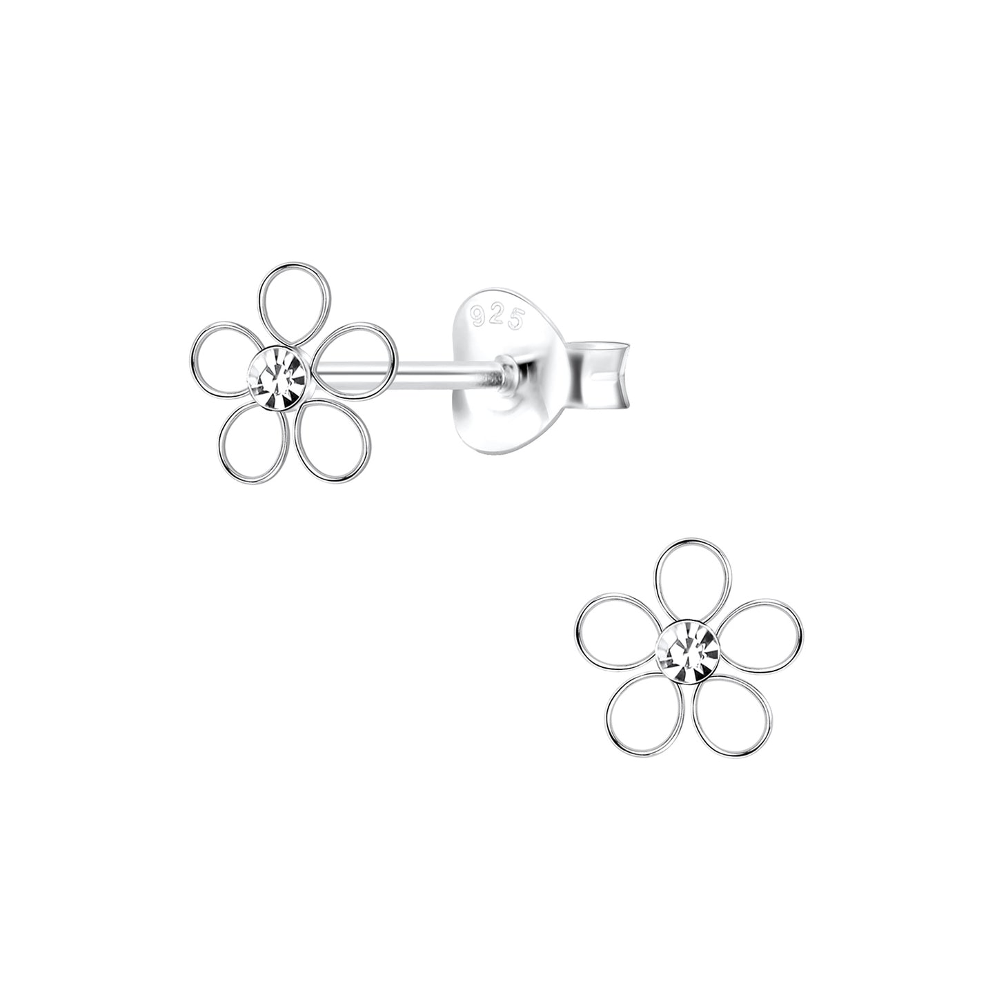 Mädchen Ohrringe Blumen Kristall aus 925 Silber
