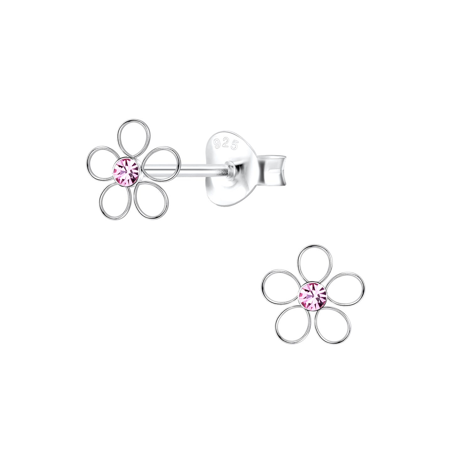 Mädchen Ohrringe Blumen Kristall aus 925 Silber