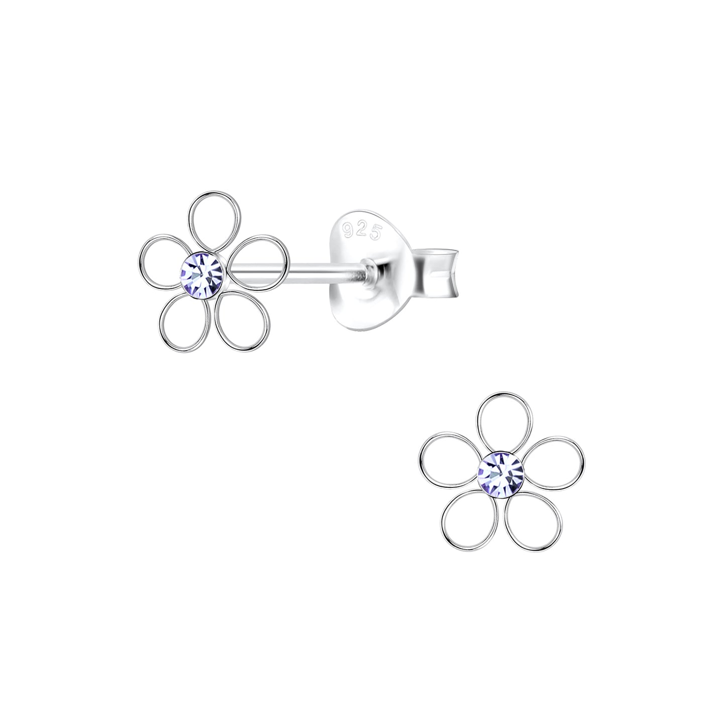 Mädchen Ohrringe Blumen Kristall aus 925 Silber
