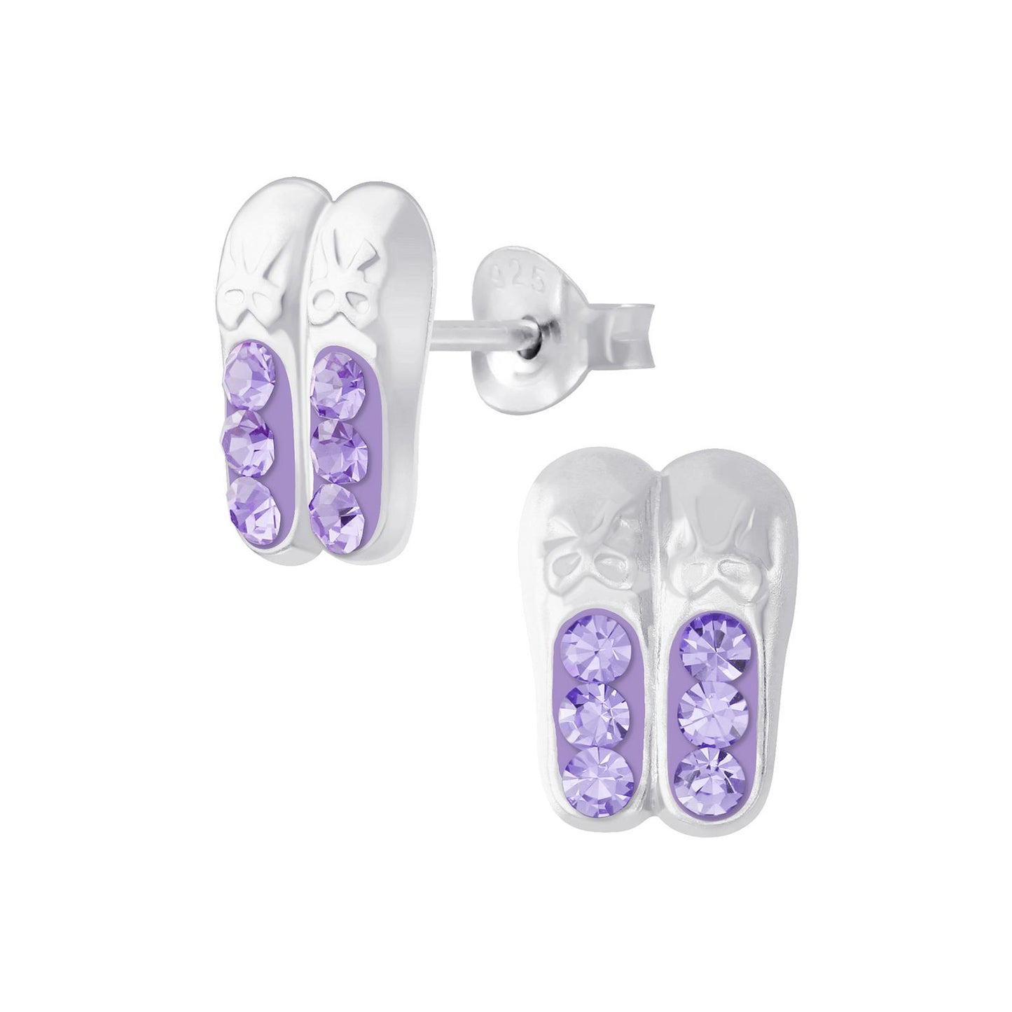 Kinder Ohrringe Ballerina Schuh Kristall aus 925 Silber