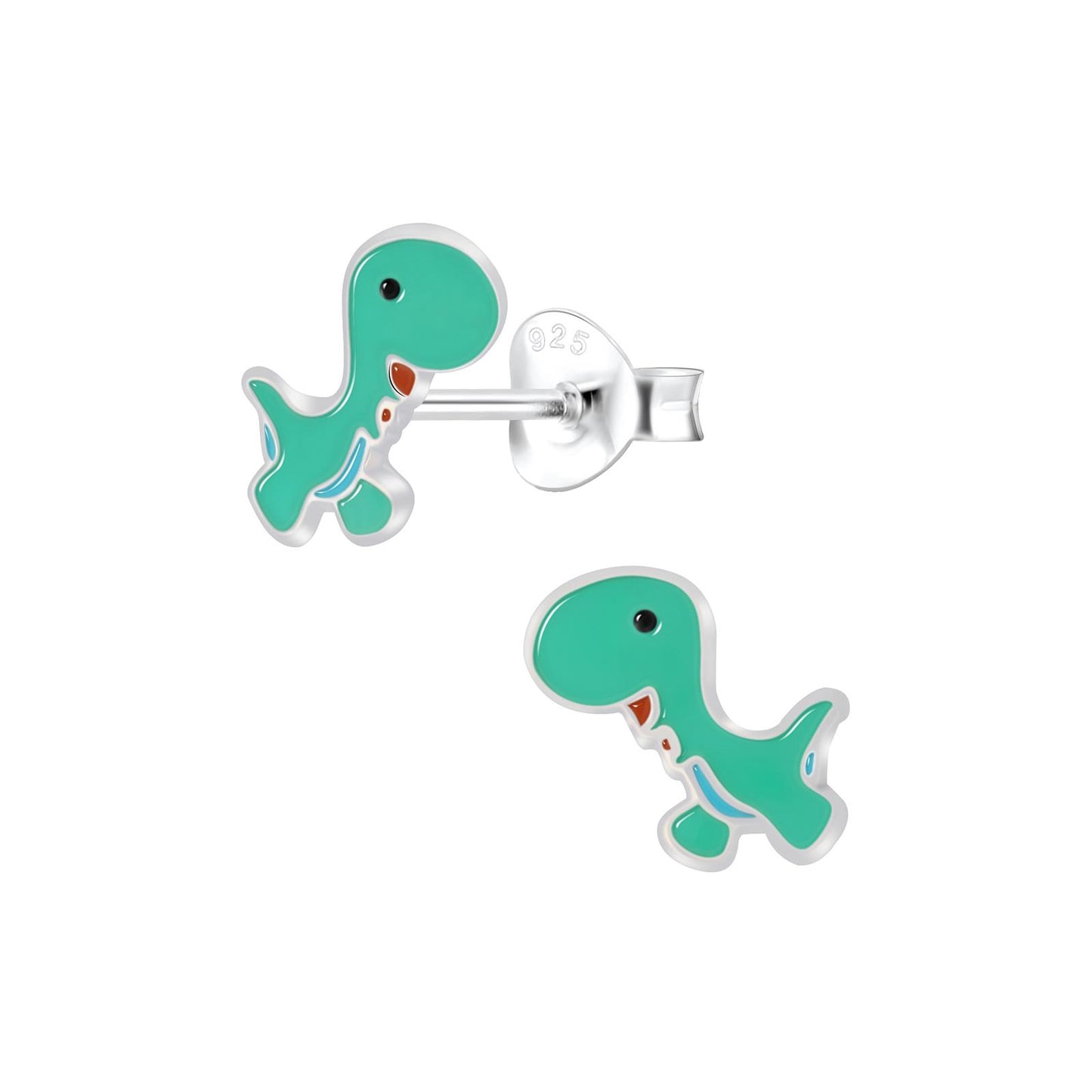 Dinosaurusoorbellen voor jongens, gemaakt van 925 zilver.