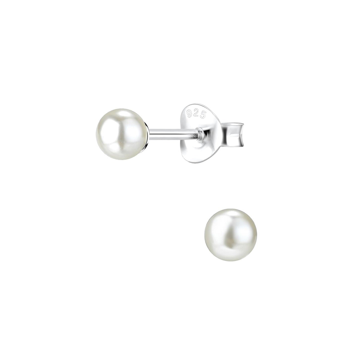 Kinder Ohrringe 4mm Perlen aus 925 Silber