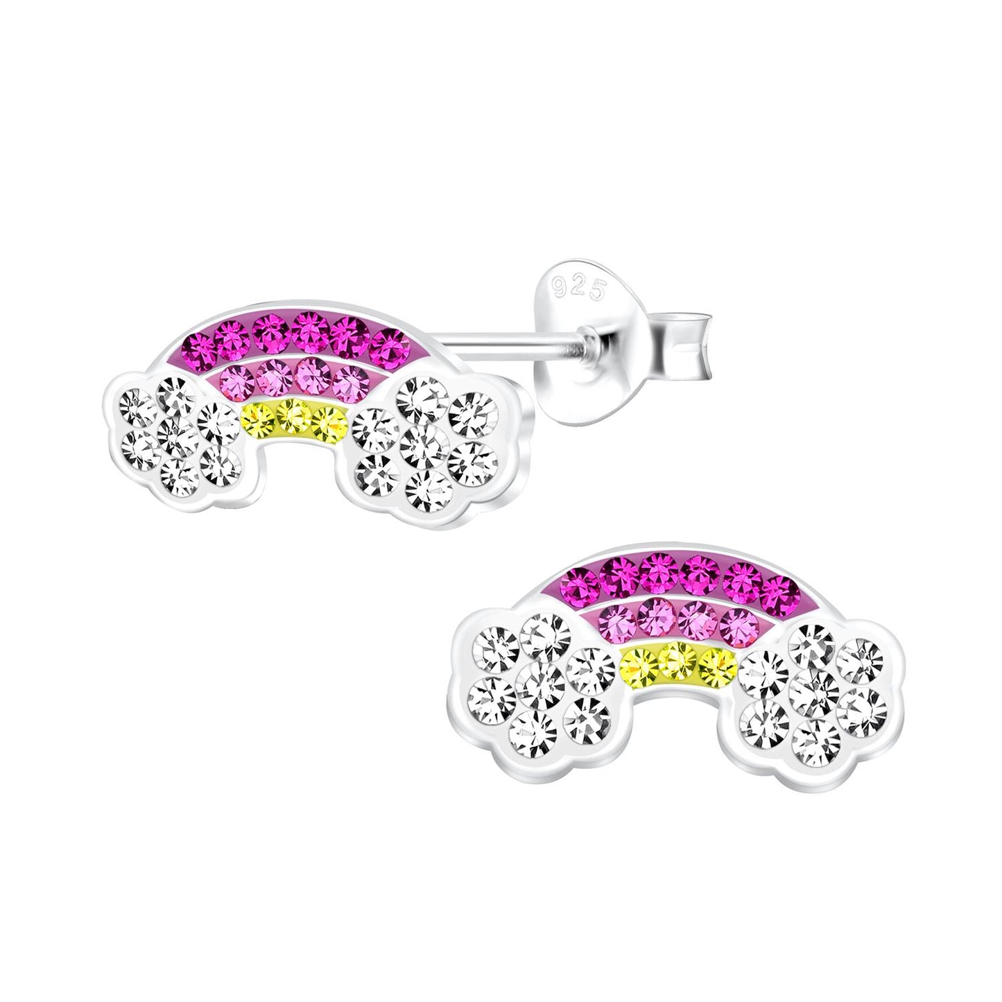 Regenboogoorbellen voor kinderen, gemaakt van 925 zilver.