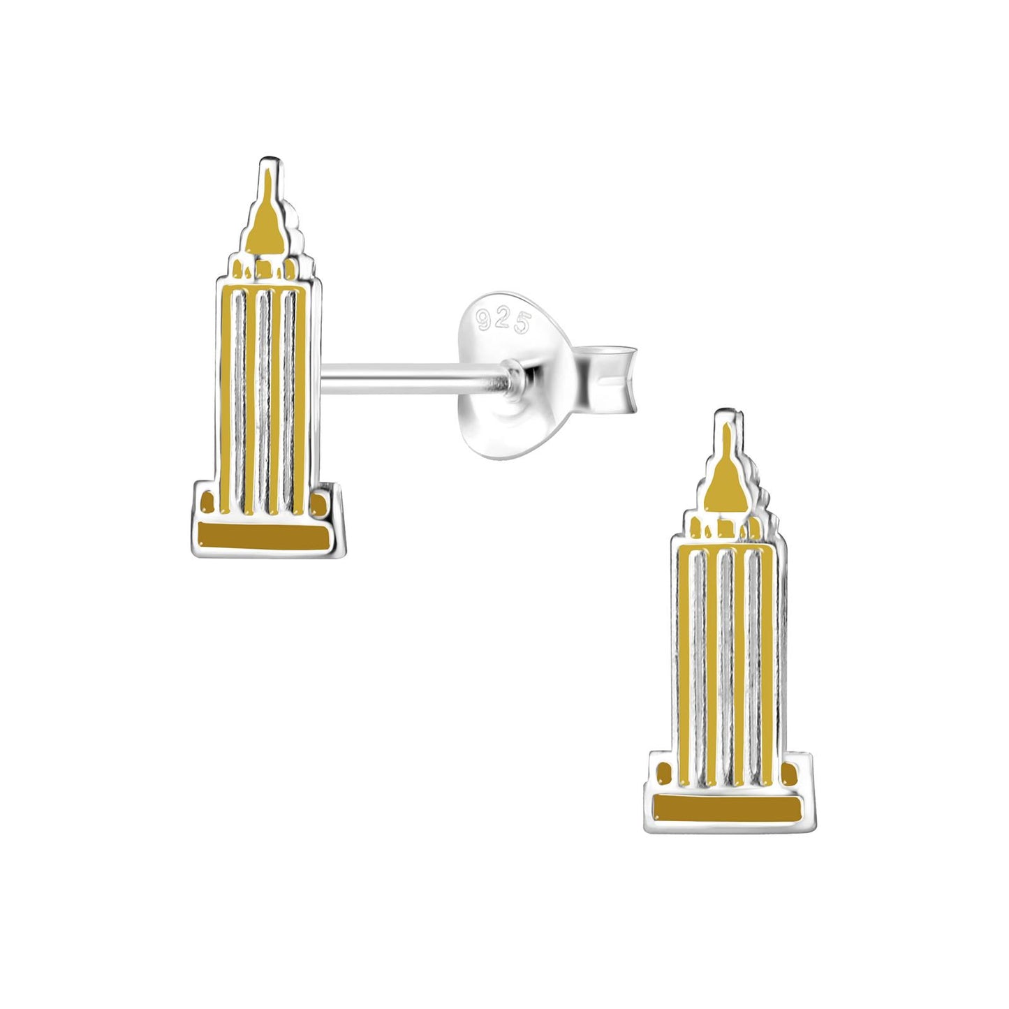 Kinderoorbellen in de vorm van het Empire State Building, gemaakt van 925 zilver.