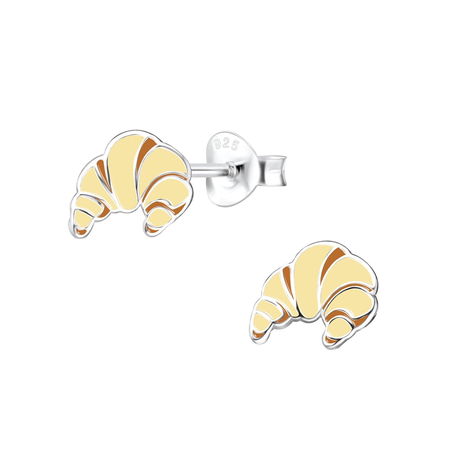 Kindercroissantoorbellen van 925 zilver.