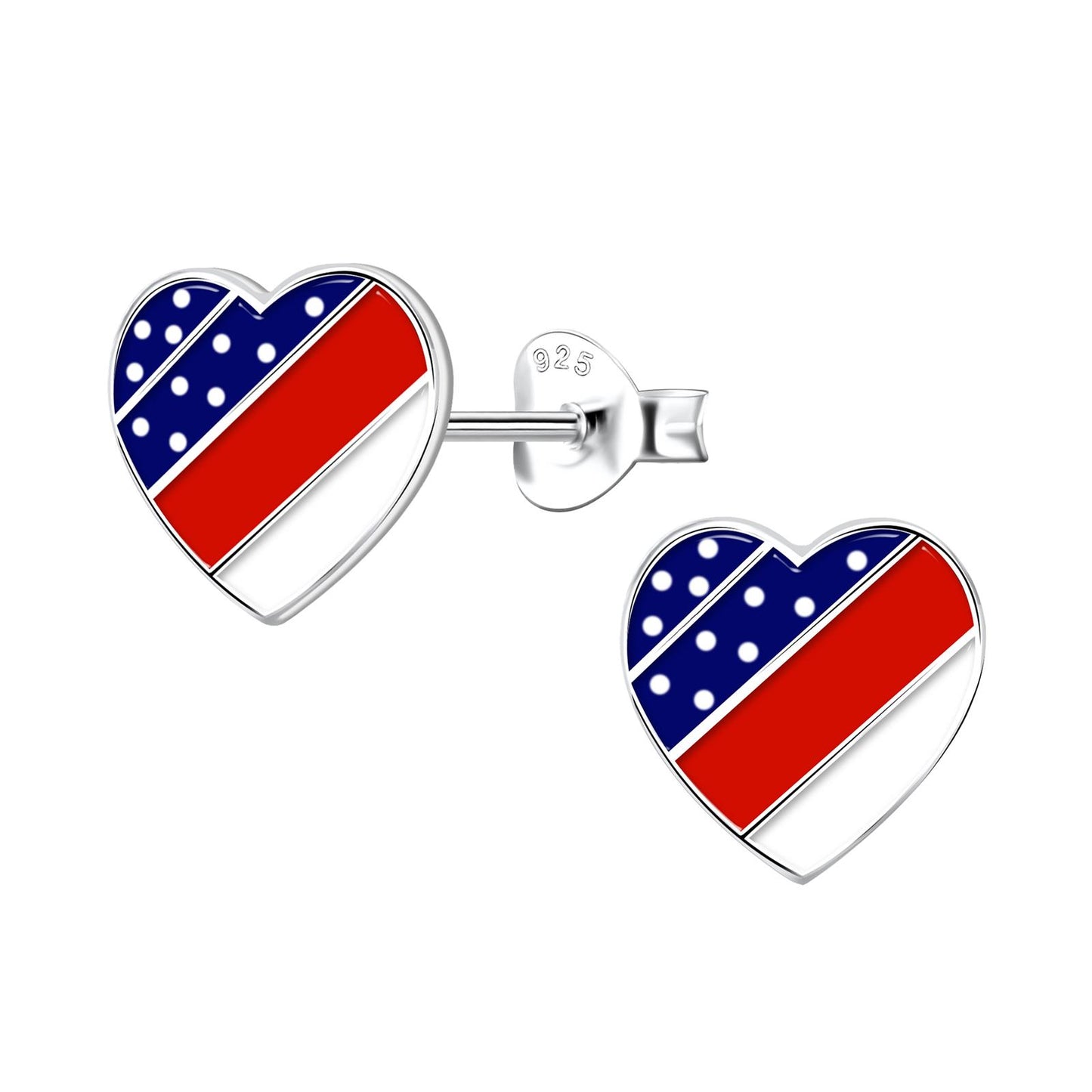 Mädchen Ohrringe Usa Herz aus 925 Silber