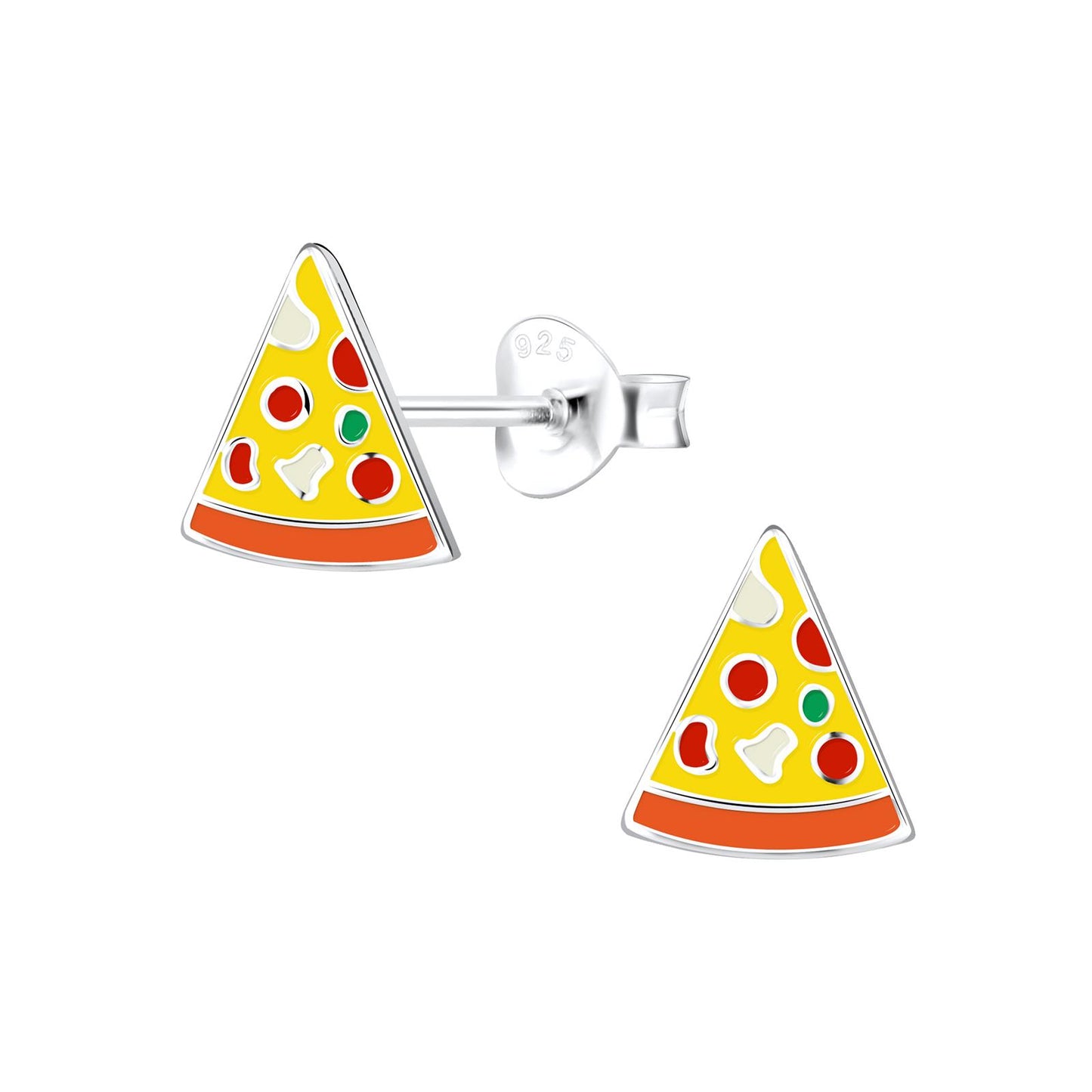 Children's pizza earrings made of 925 silver