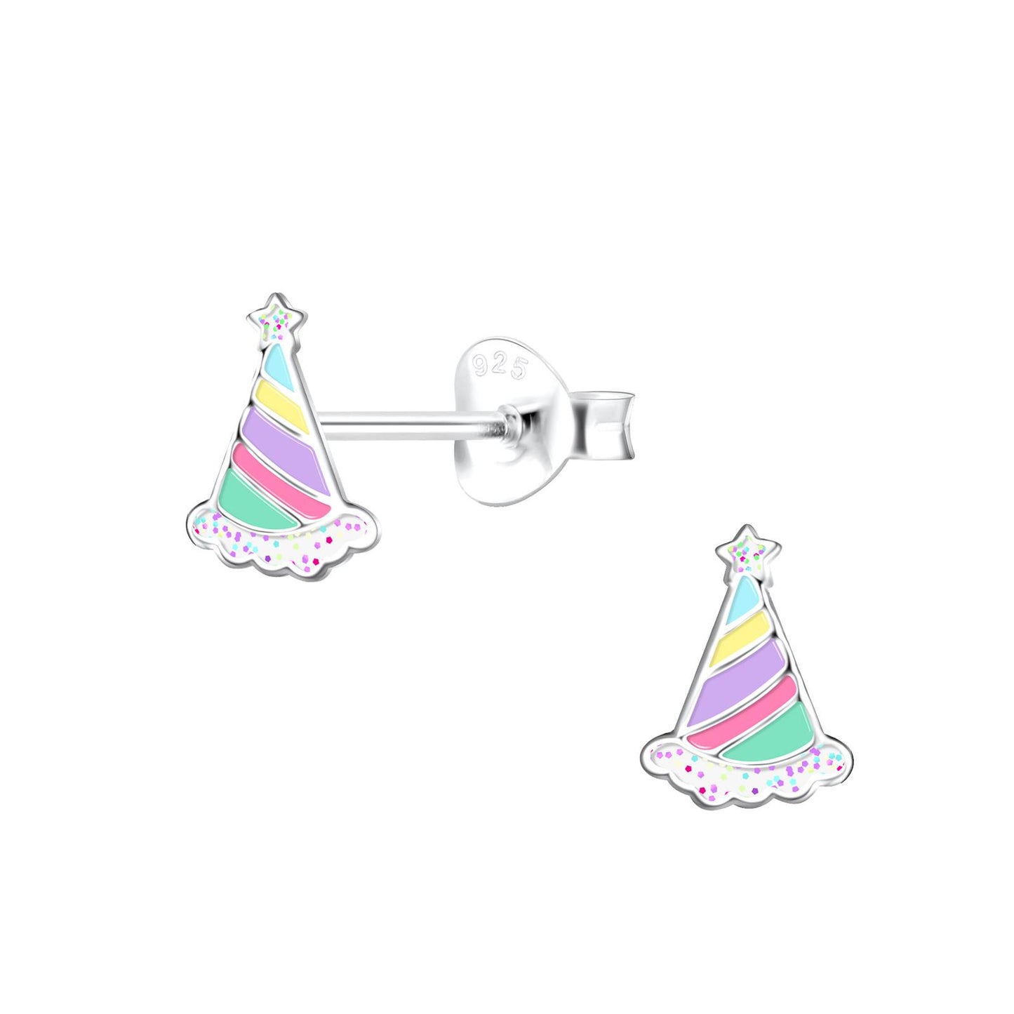 Kinder Ohrringe Party Hut aus 925 Silber