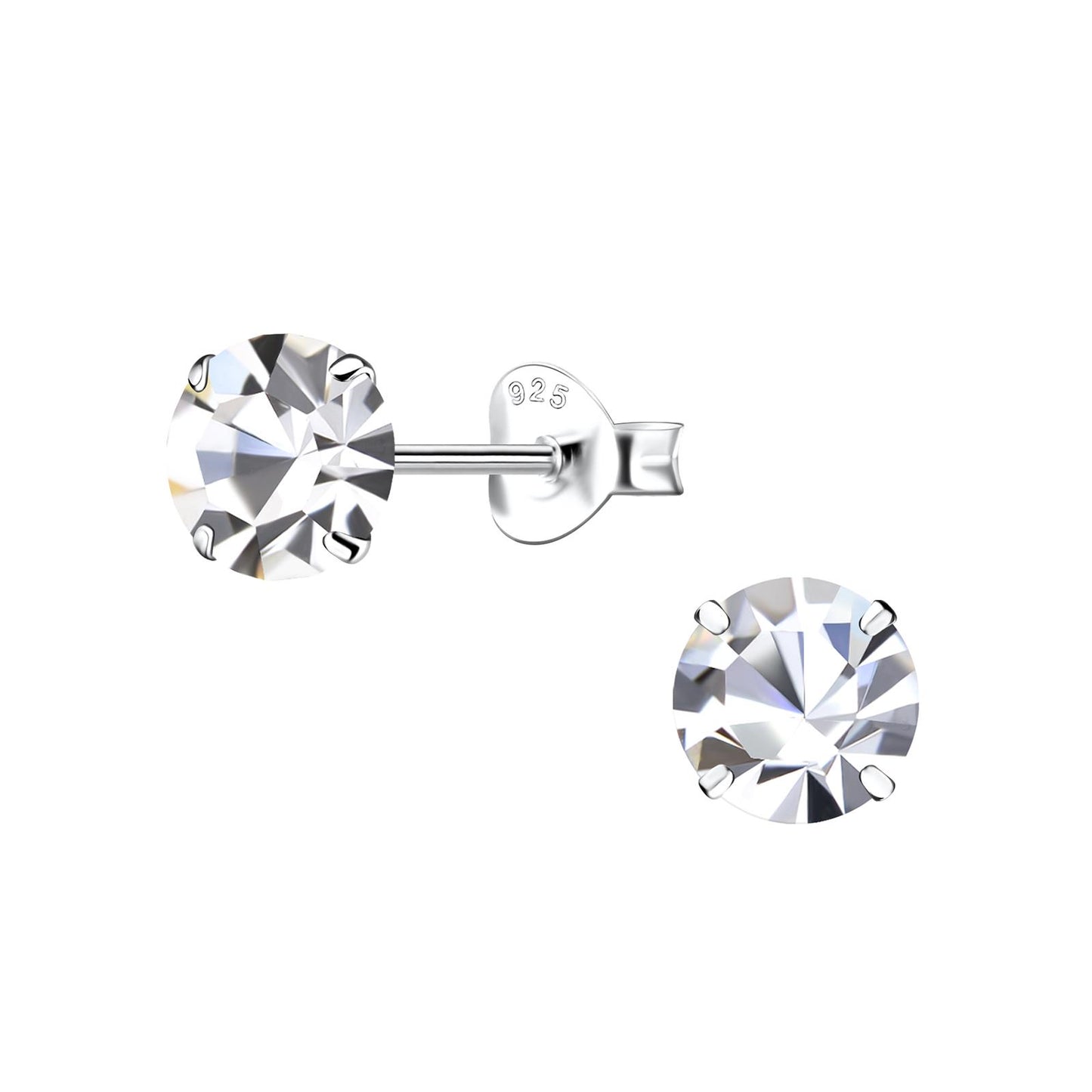 Kinder Ohrringe 6mm Kristall aus 925 Silber