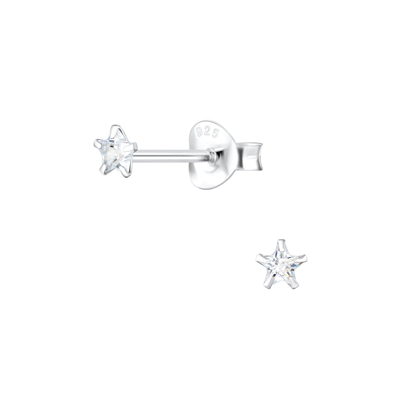 Kinder Ohrringe 3mm Zirkonia aus 925 Silber
