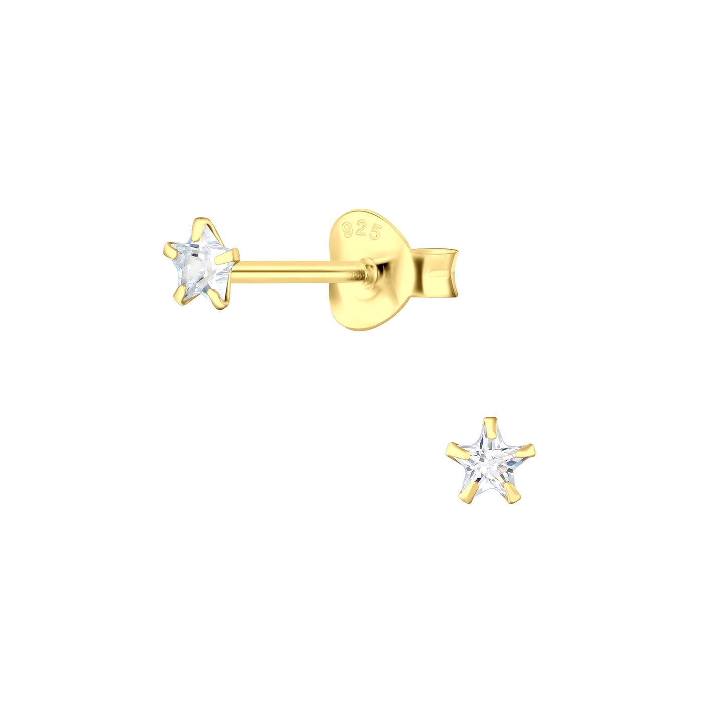 Mädchen Ohrringe 3mm Stern Zirkonia aus 925 Silber