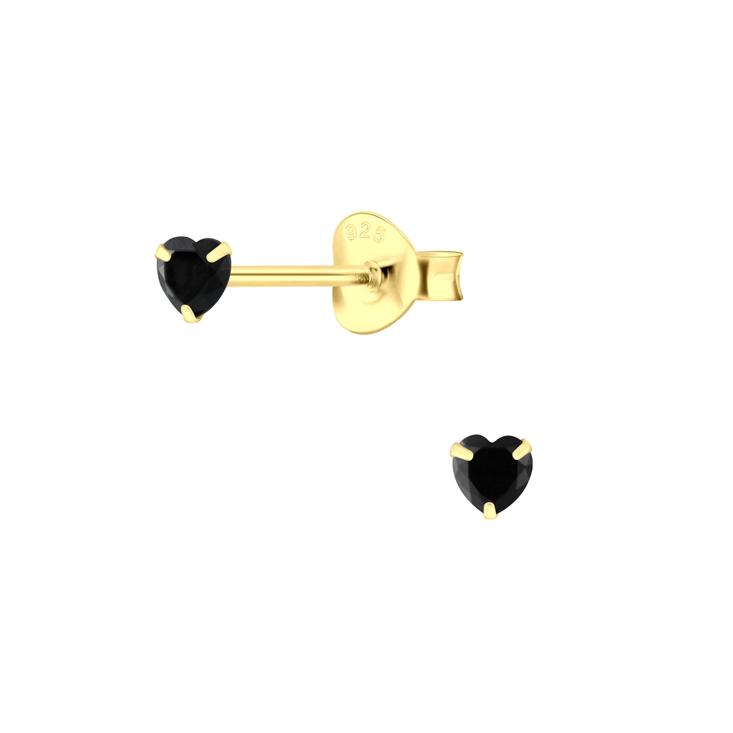 Mädchen Ohrringe 3mm Herz Zirkonia aus 925 Silber