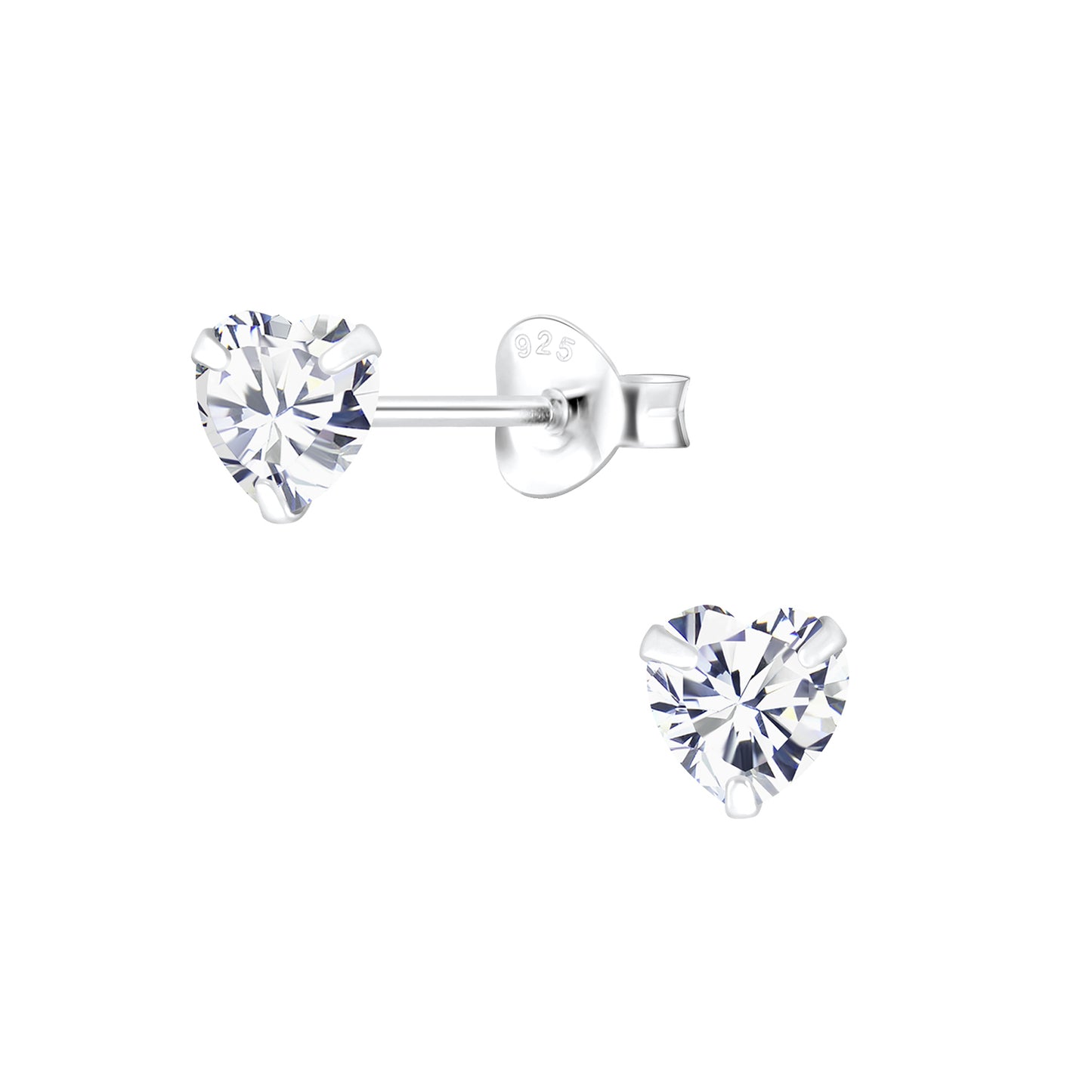 Mädchen Ohrringe 5mm Herz Zirkonia aus 925 Silber