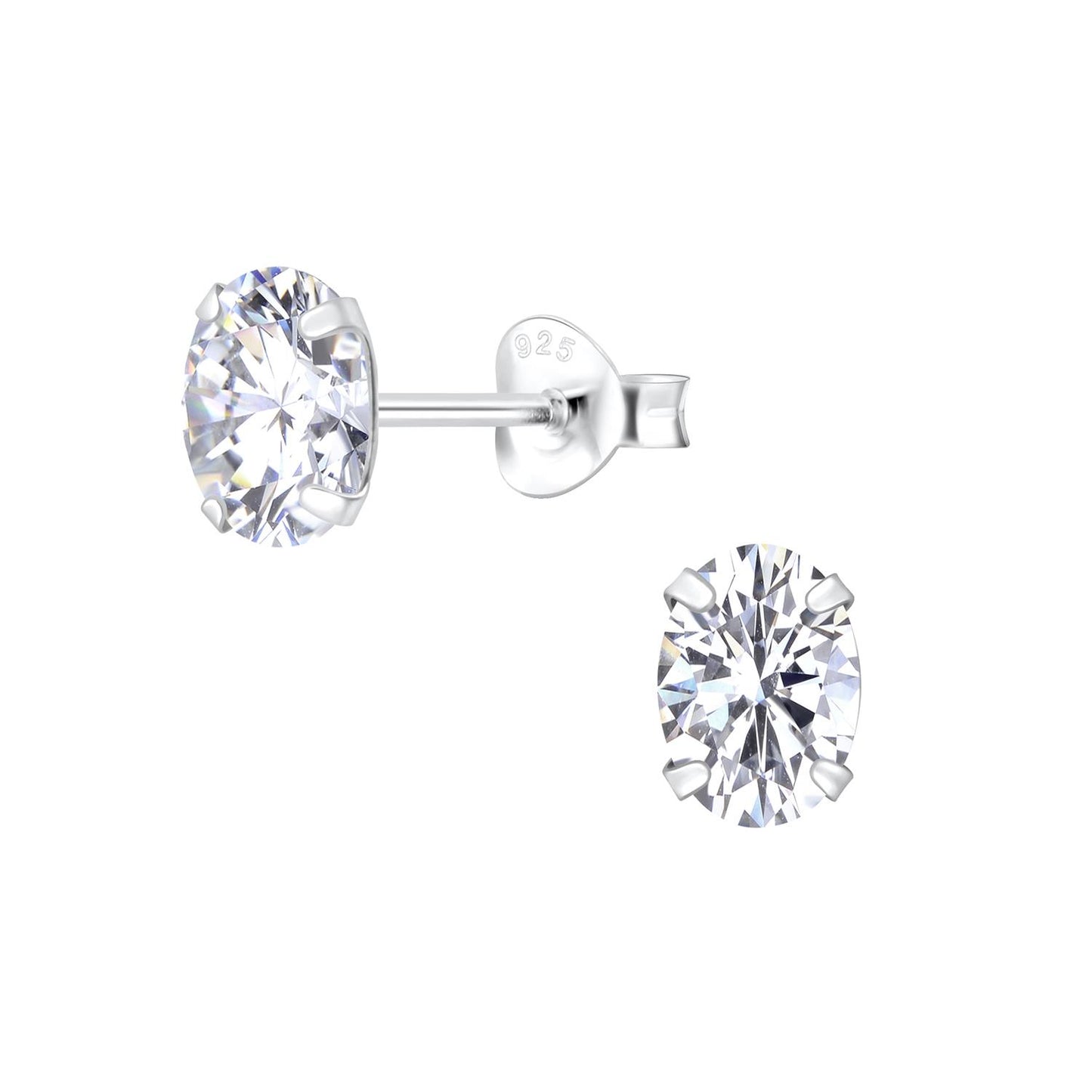 Kinder Ohrringe 5x7mm Oval Zirkonia aus 925 Silber