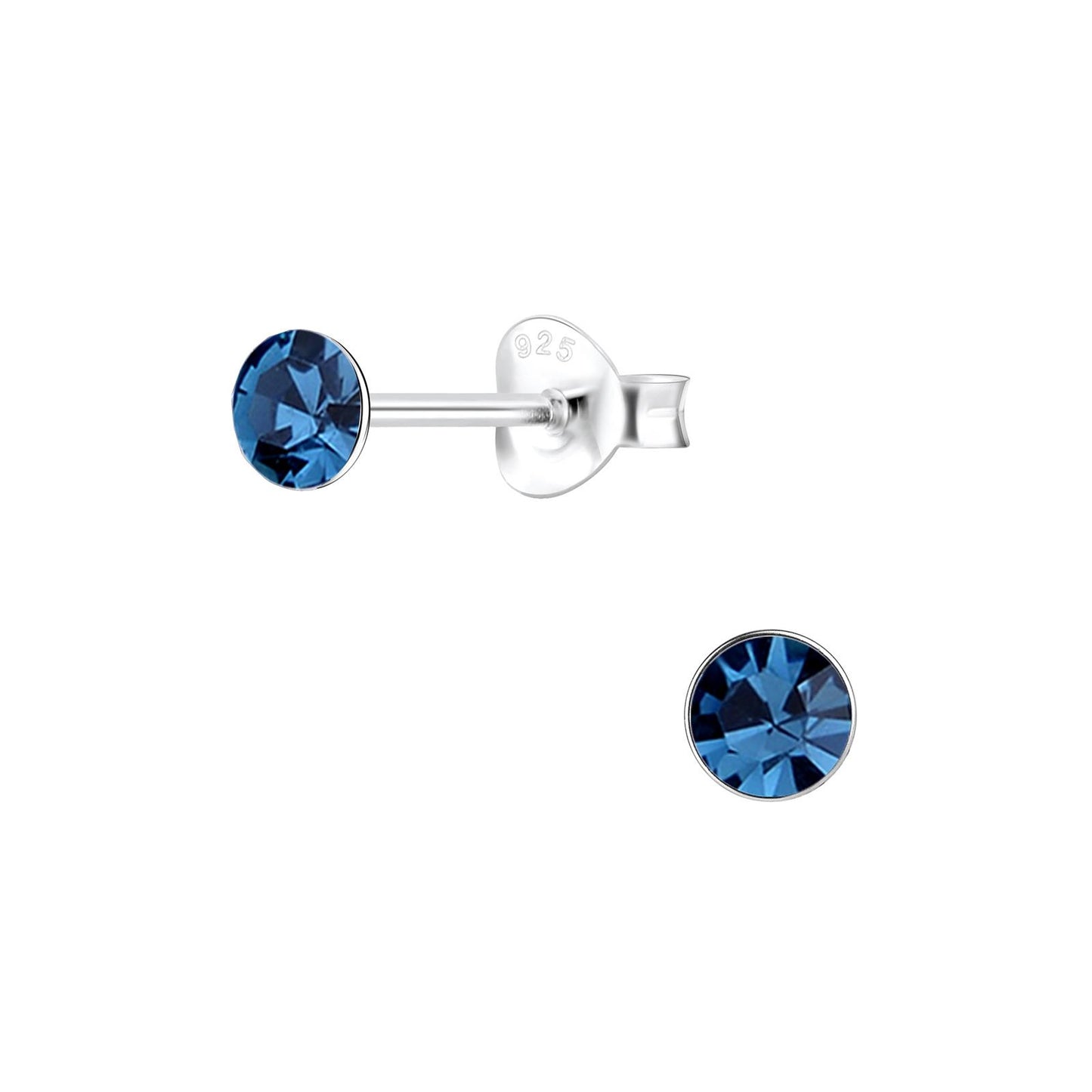 Kinder Ohrringe 4mm Kristall aus 925 Silber