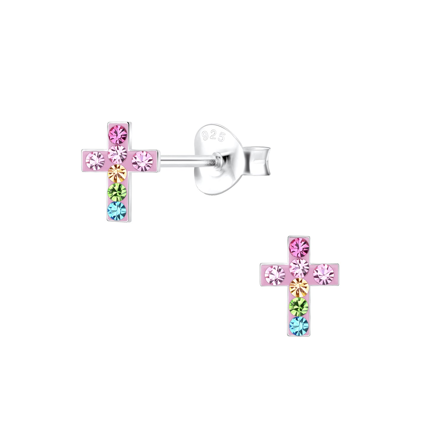 Kinder Ohrringe Kreuz aus 925 Silber