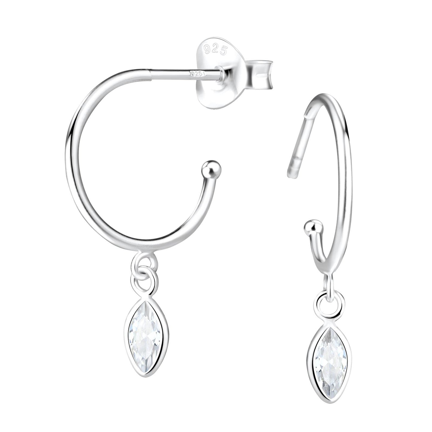 Kinder Ohrringe 3x6mm Marquise Zirkonia aus 925 Silber