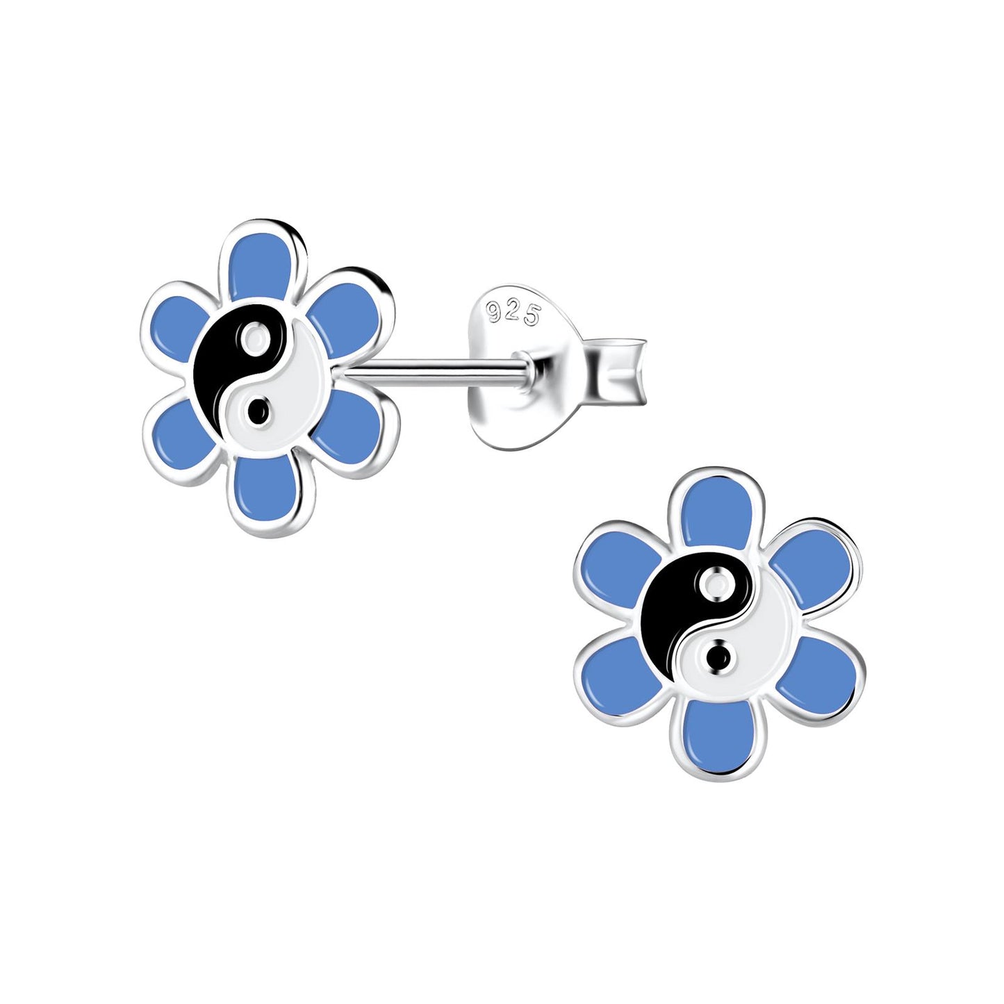 Mädchen Ohrringe Yin Yang Blumen aus 925 Silber