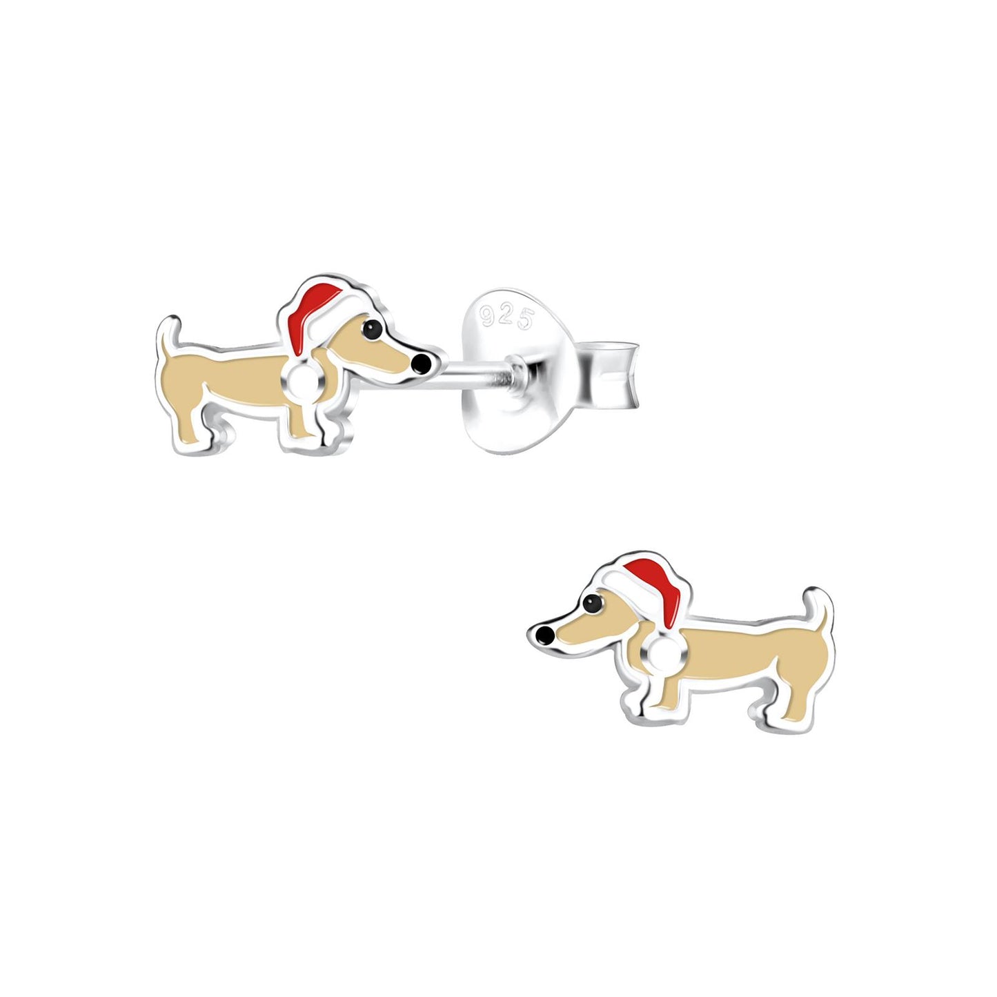 Kinder Ohrringe Dackel Xmas aus 925 Silber