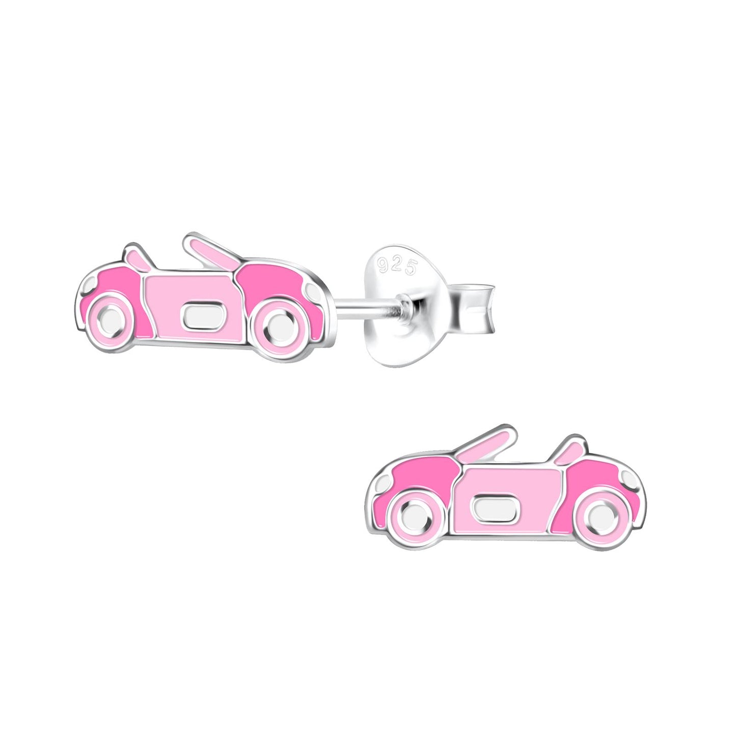 Oorbellen voor jongens in de vorm van auto's, gemaakt van 925 zilver.