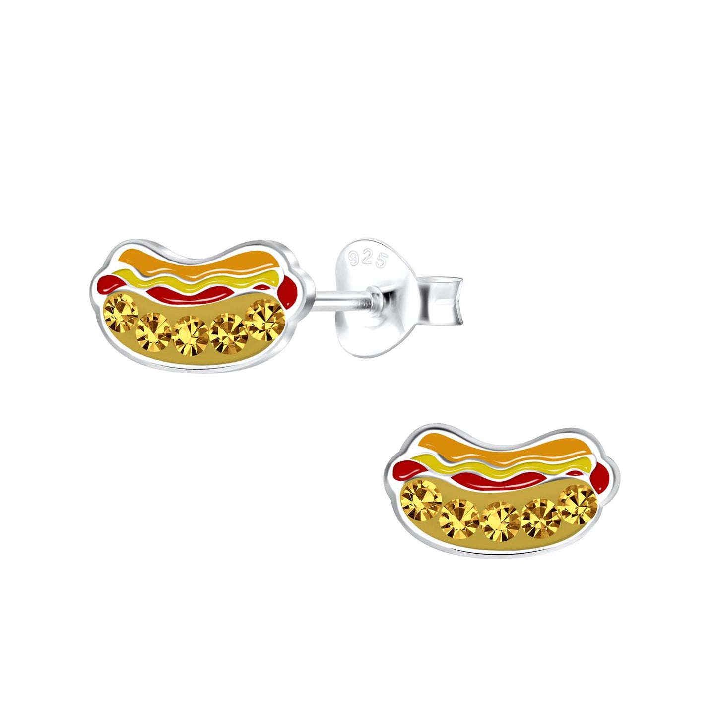 Kinder Ohrringe Hot Dog aus 925 Silber