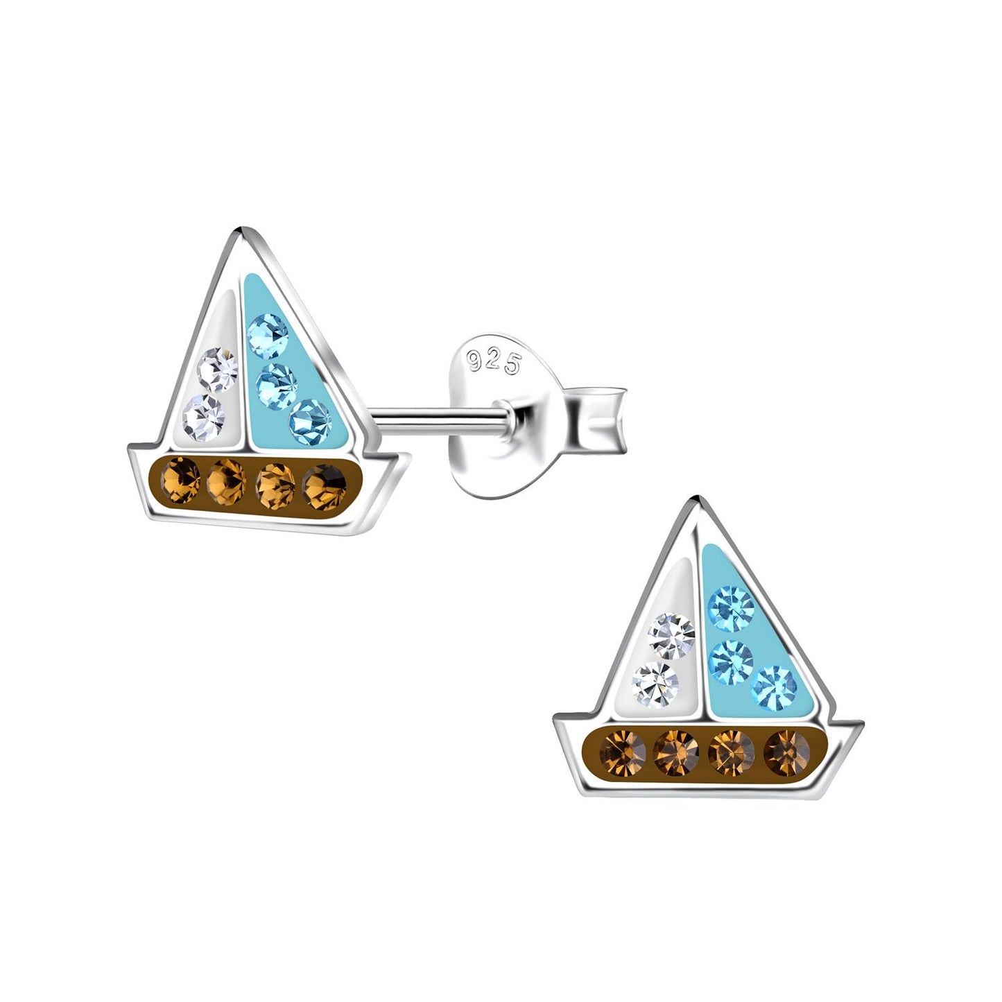 Kinder Ohrringe Segelboot aus 925 Silber