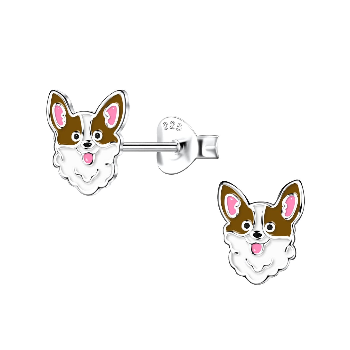 Kinder Ohrringe Corgi Hund aus 925 Silber
