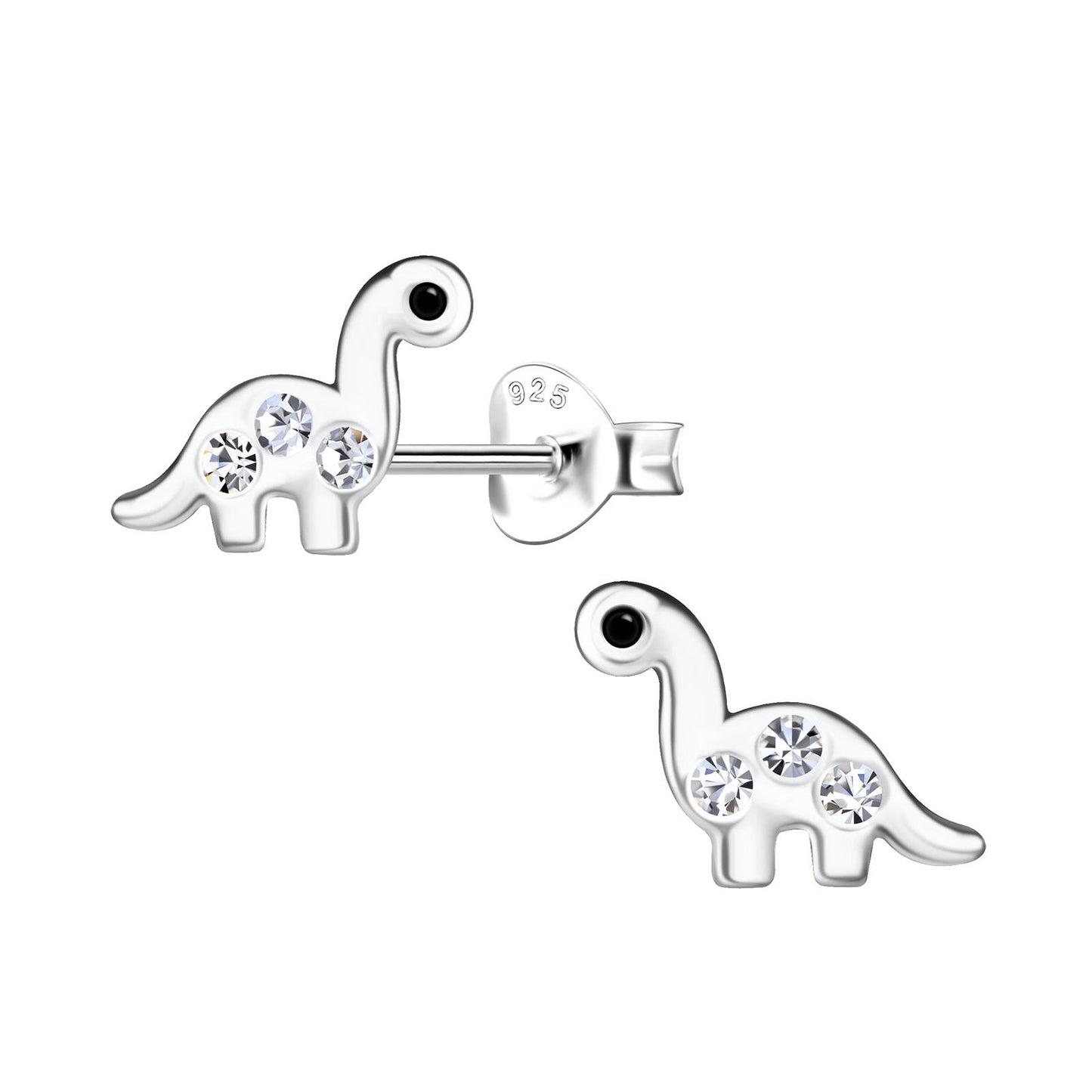 Boys' Brachiosaurus Dinosaur Earrings in 925 Sterling Silver
