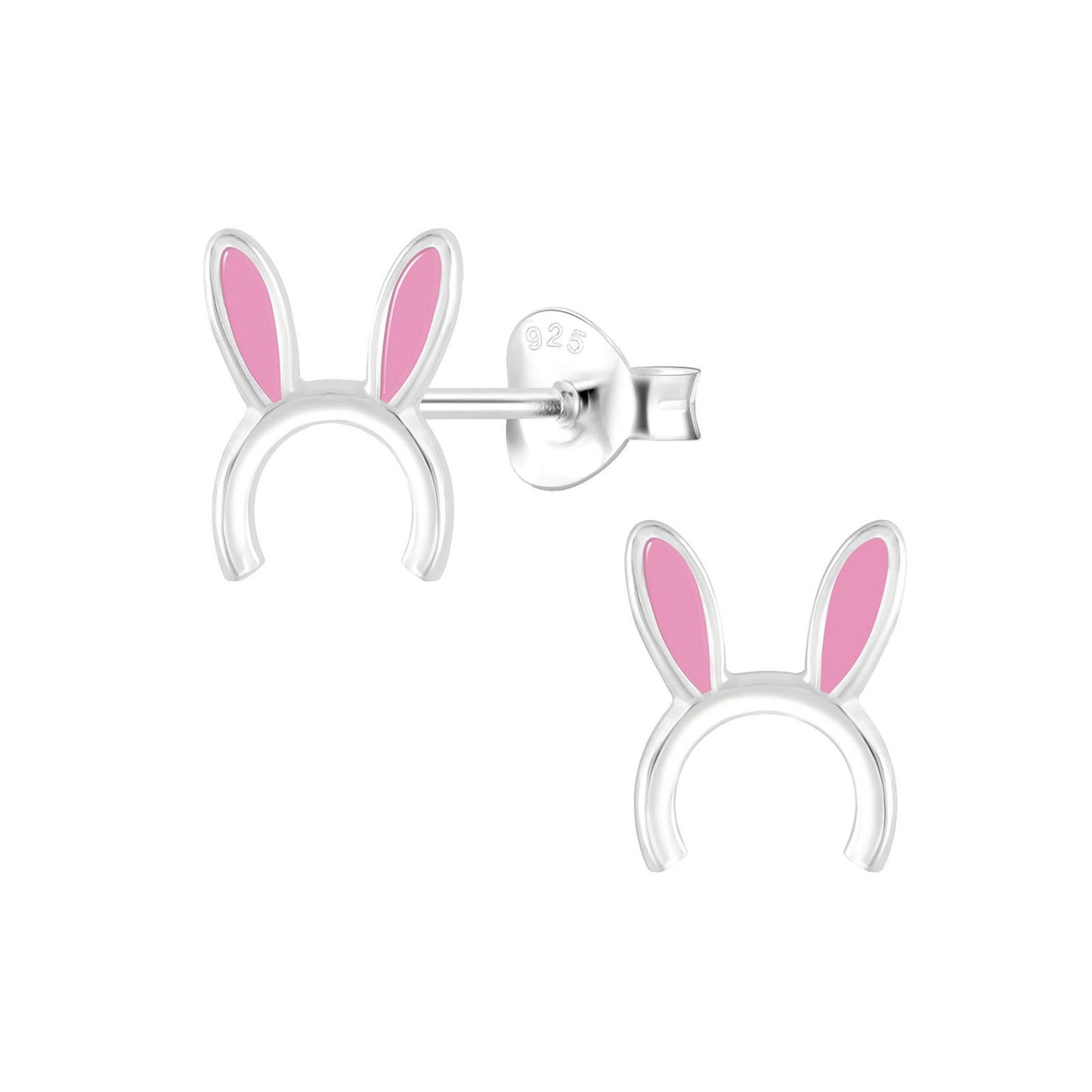 Konijnenoorbellen voor meisjes, gemaakt van 925 zilver.
