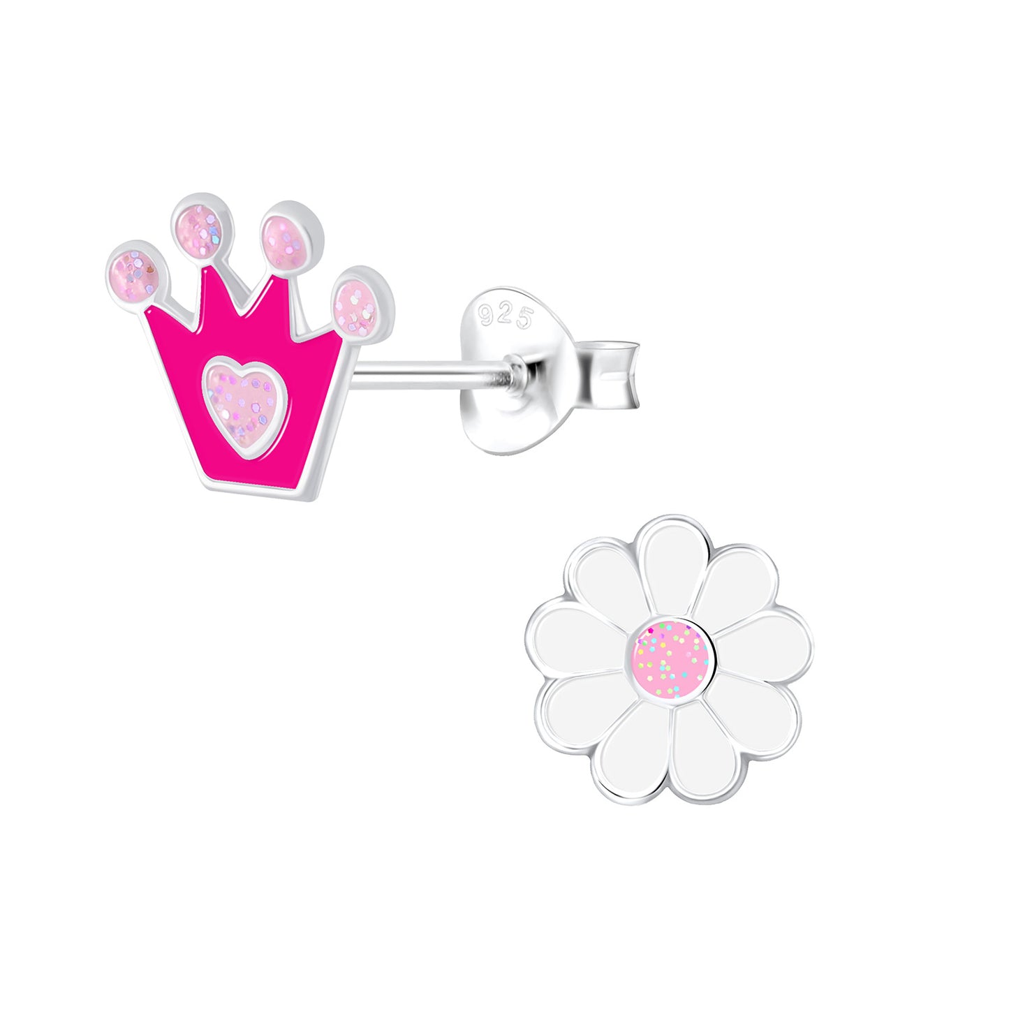 Children's crown earrings made of 925 silver