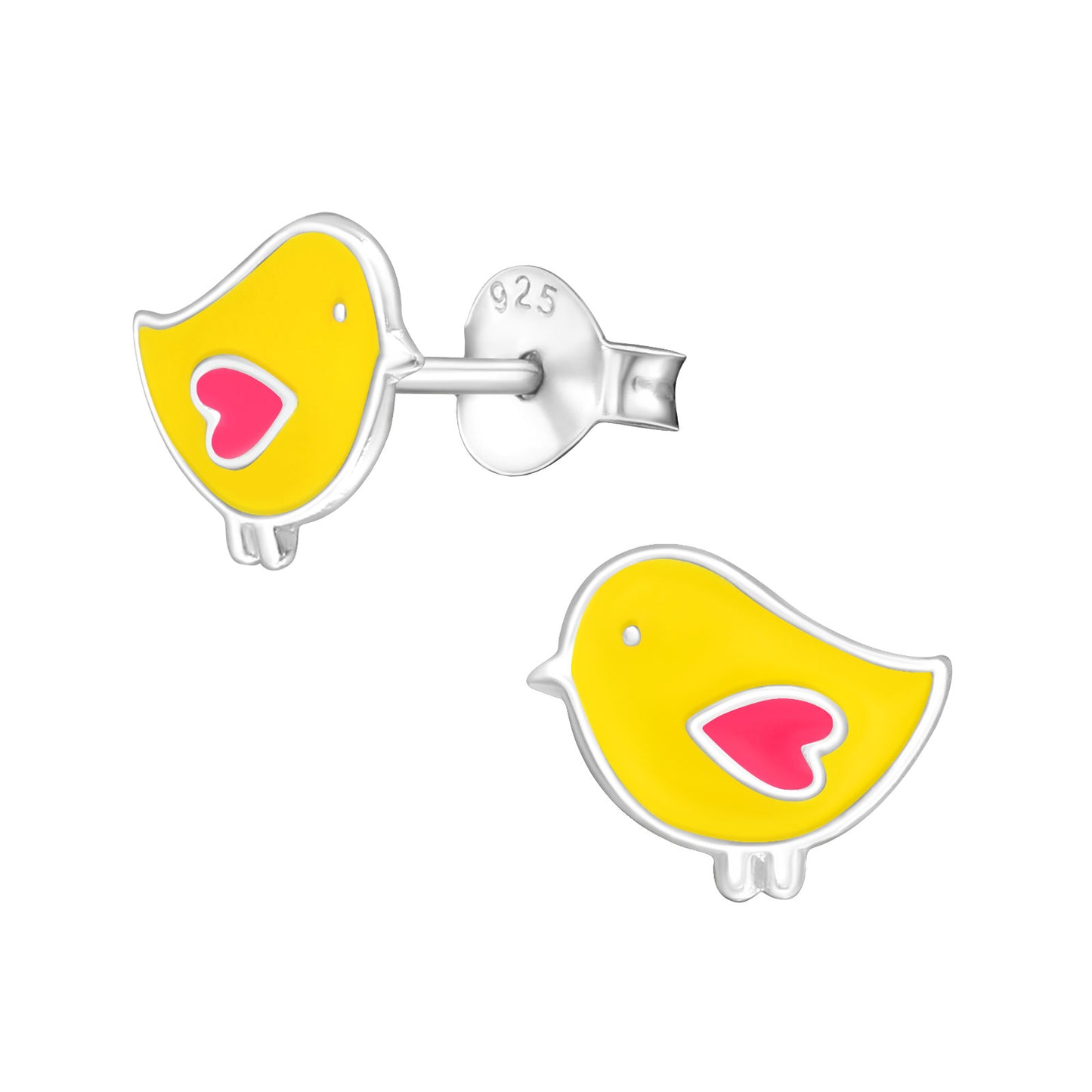 Children's earrings chicks made of 925 silver