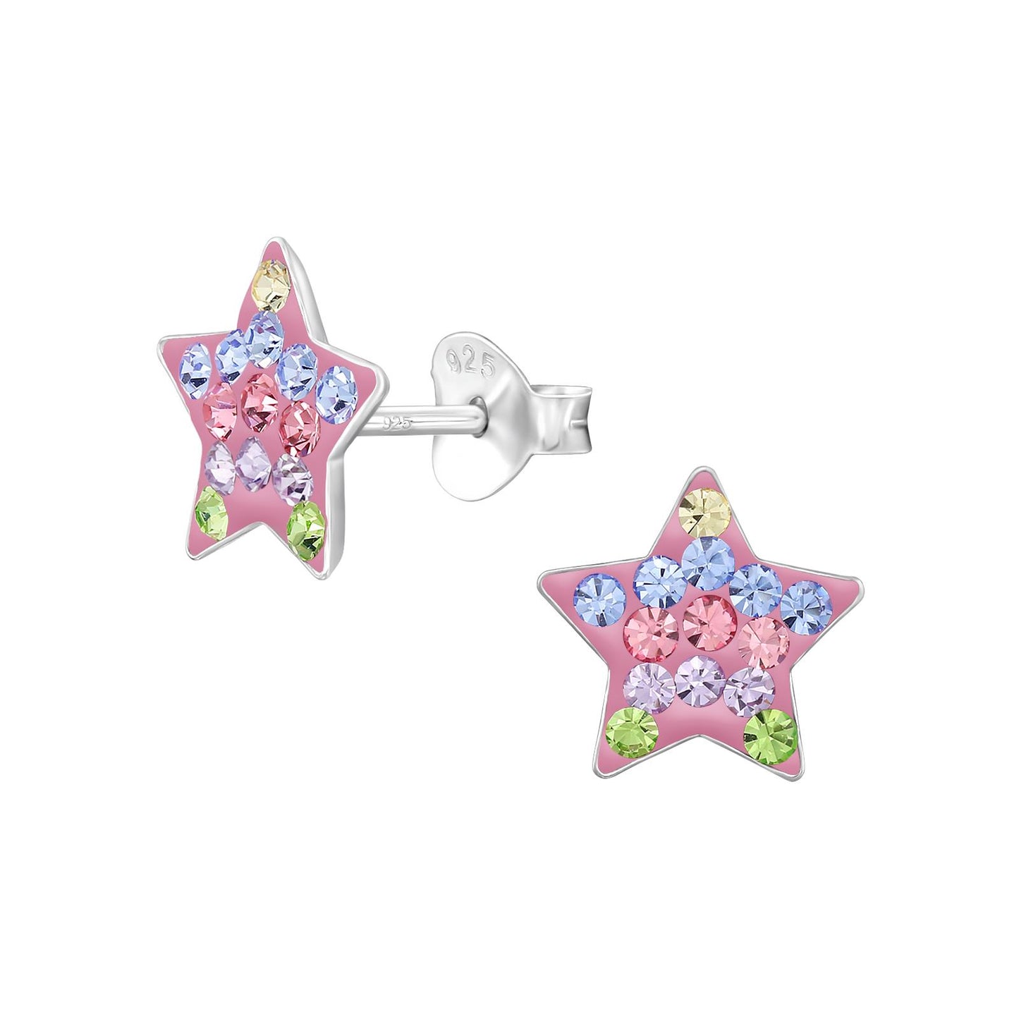 Girls' star earrings made of 925 silver