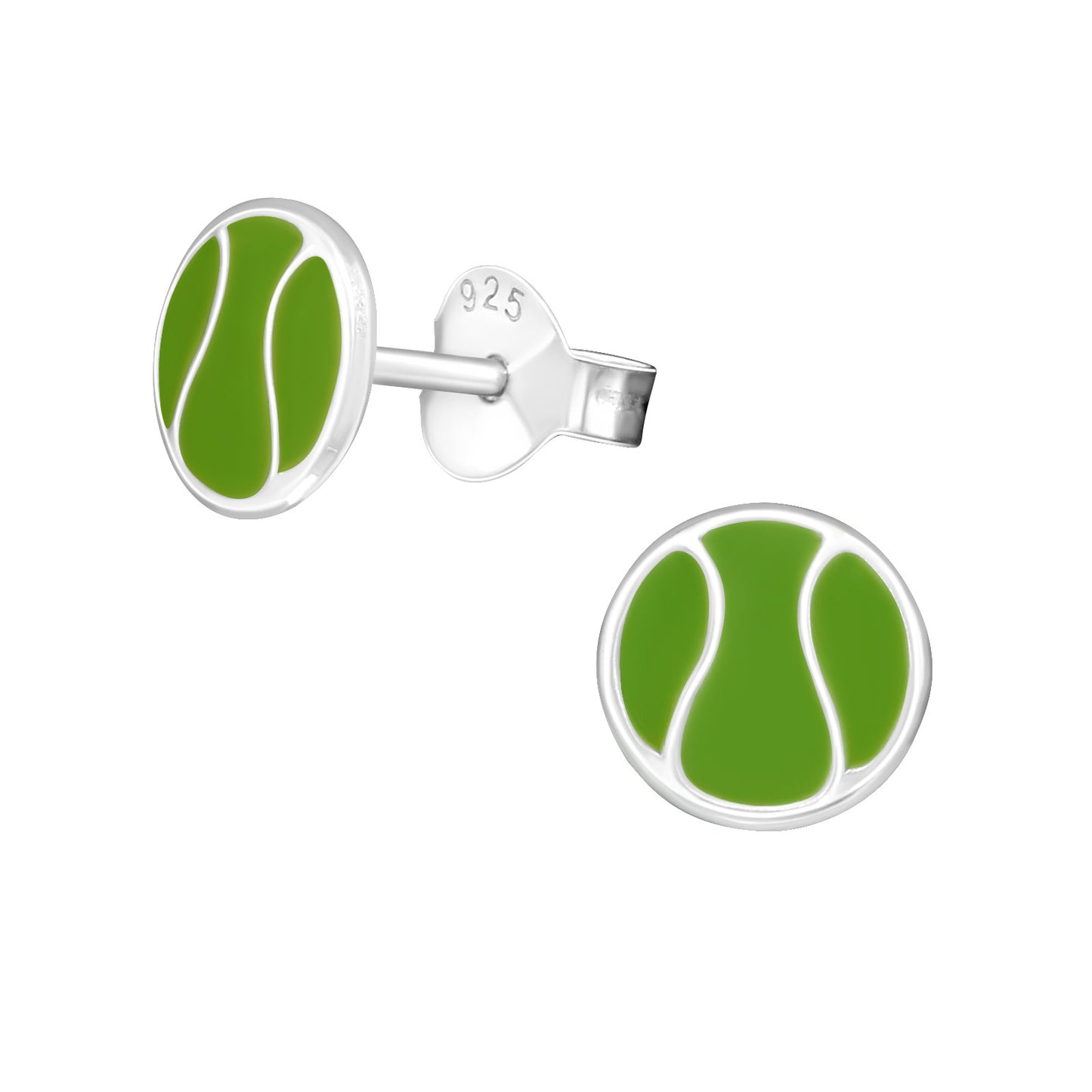 Children's earrings tennis ball made of 925 silver