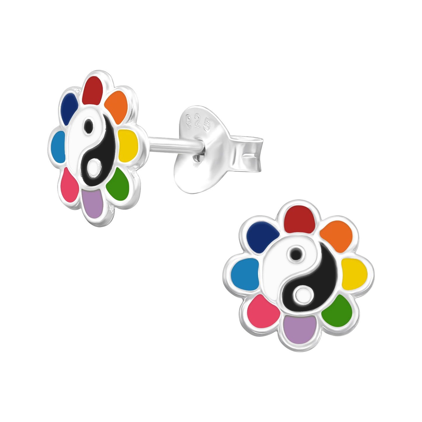 Mädchen Ohrringe Yin Yang Blume aus 925 Silber