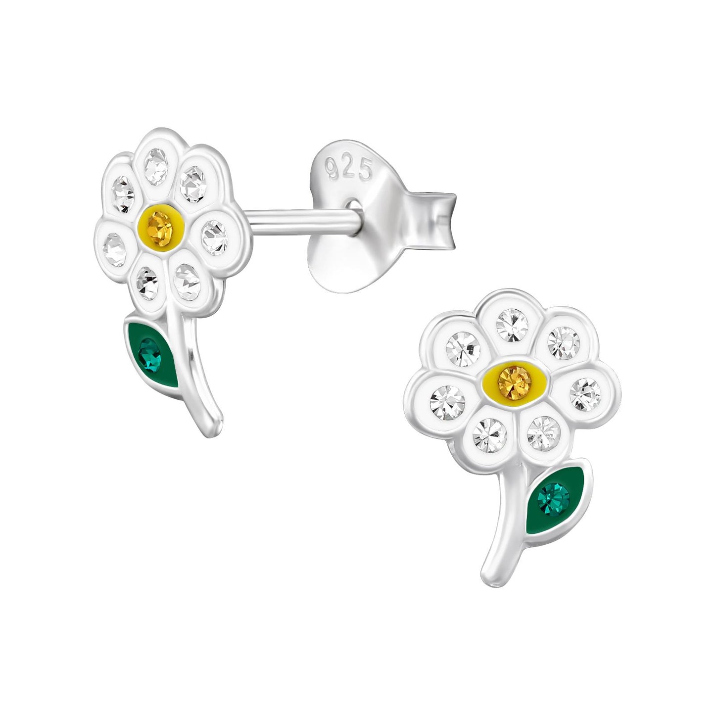 Bloemenoorbellen voor meisjes, gemaakt van 925 zilver.