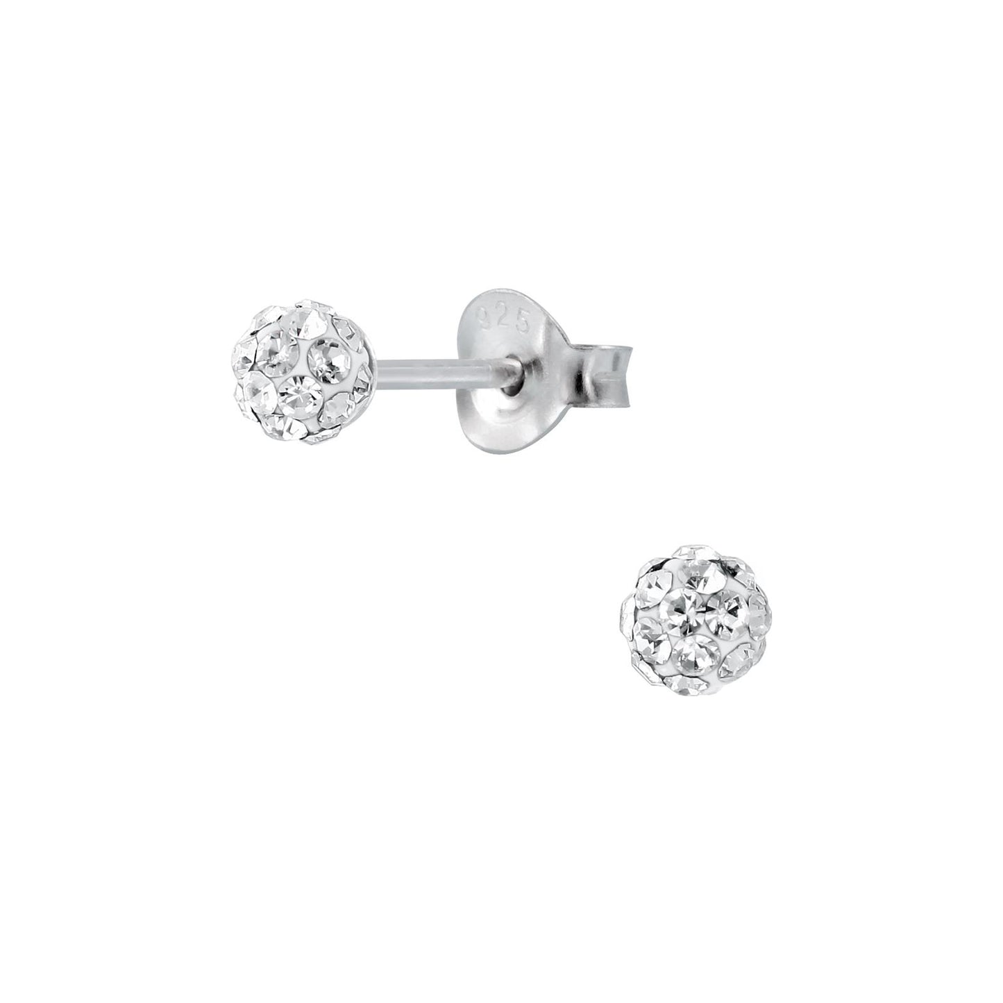 Kinder Ohrringe 4mm Kristall Ball aus 925 Silber