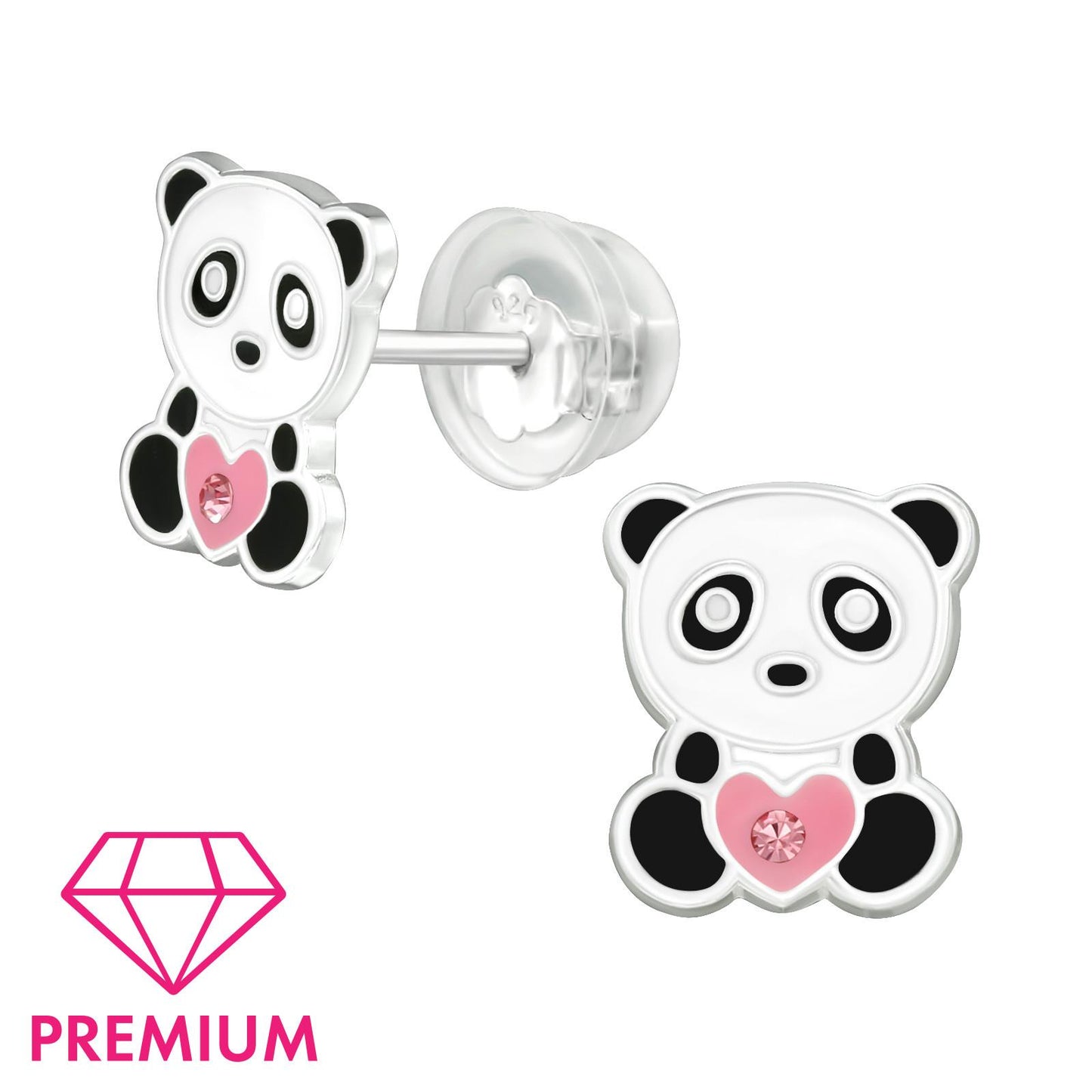 Kinder Ohrringe Panda aus 925 Silber