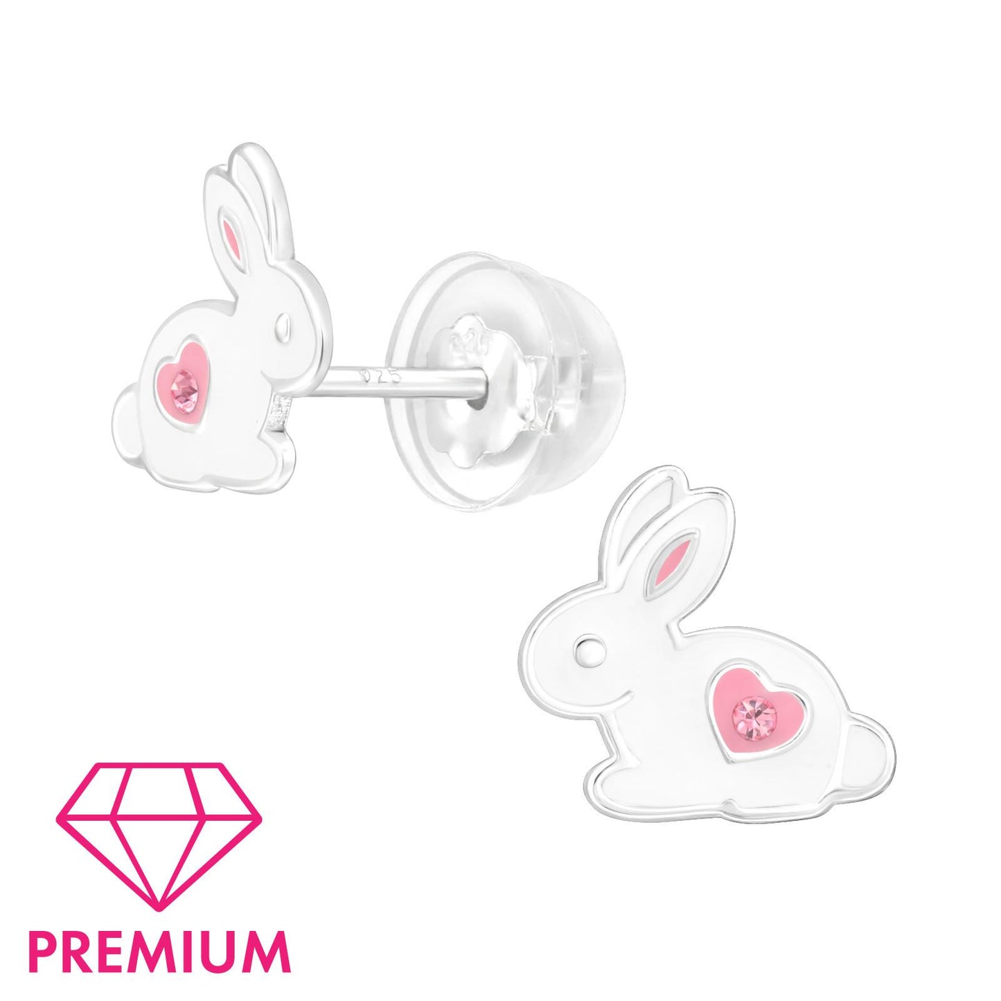 Girls' rabbit earrings made of 925 silver