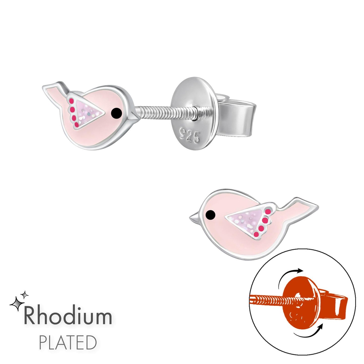 Kinder Ohrringe Vogel aus 925 Silber