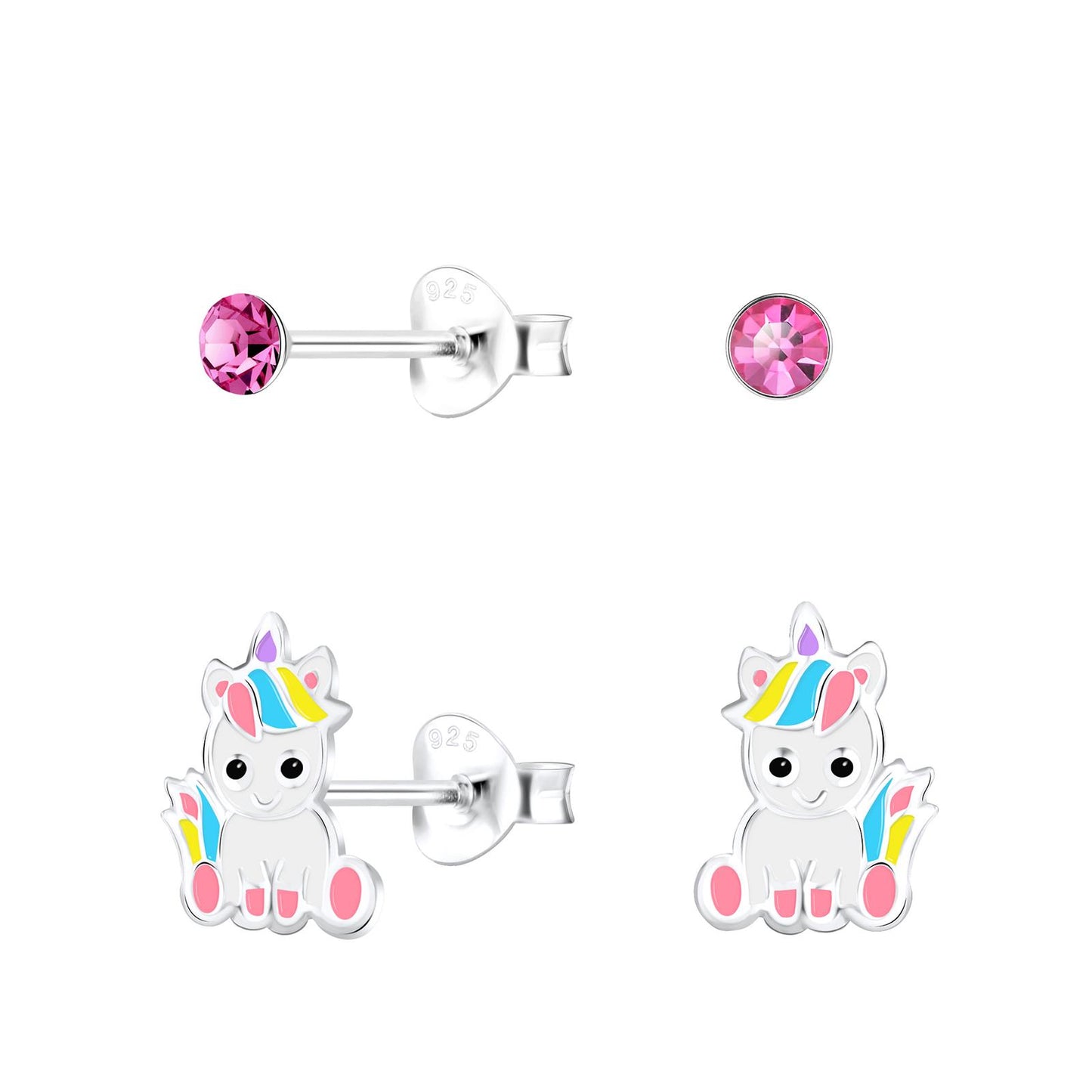 Kinder Ohrringe-Set Einhorn aus 925 Silber