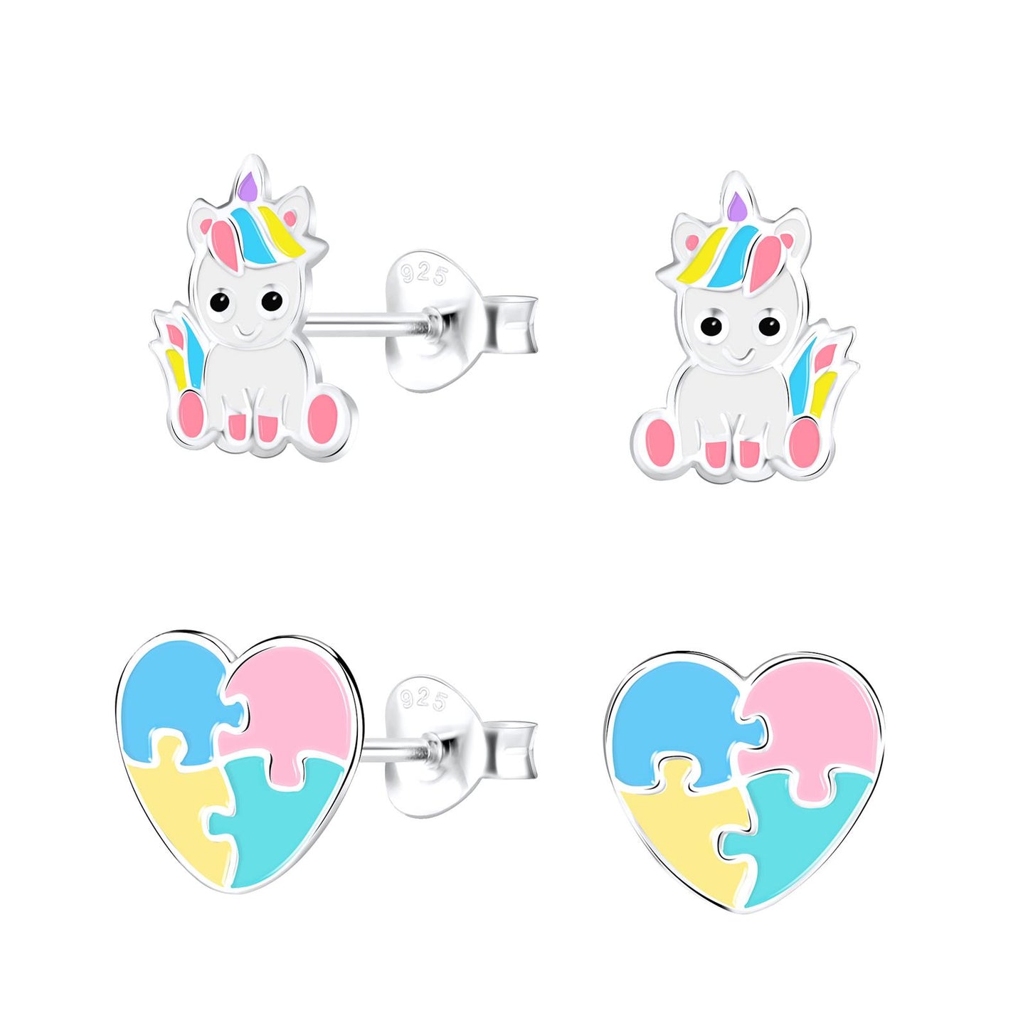 Kinder Ohrringe-Set Einhorn aus 925 Silber