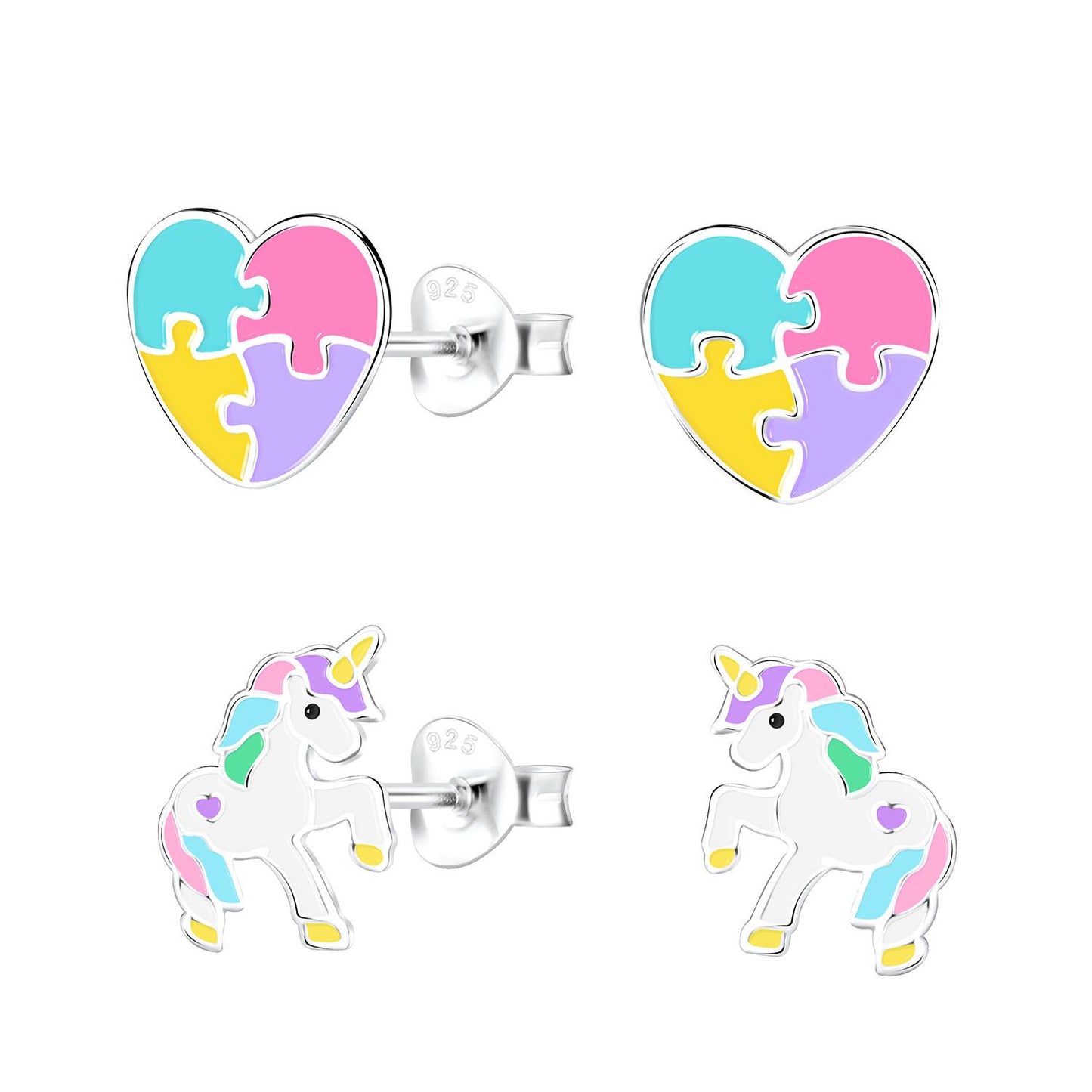 Kinder Ohrringe-Set Einhornliebhaber aus 925 Silber