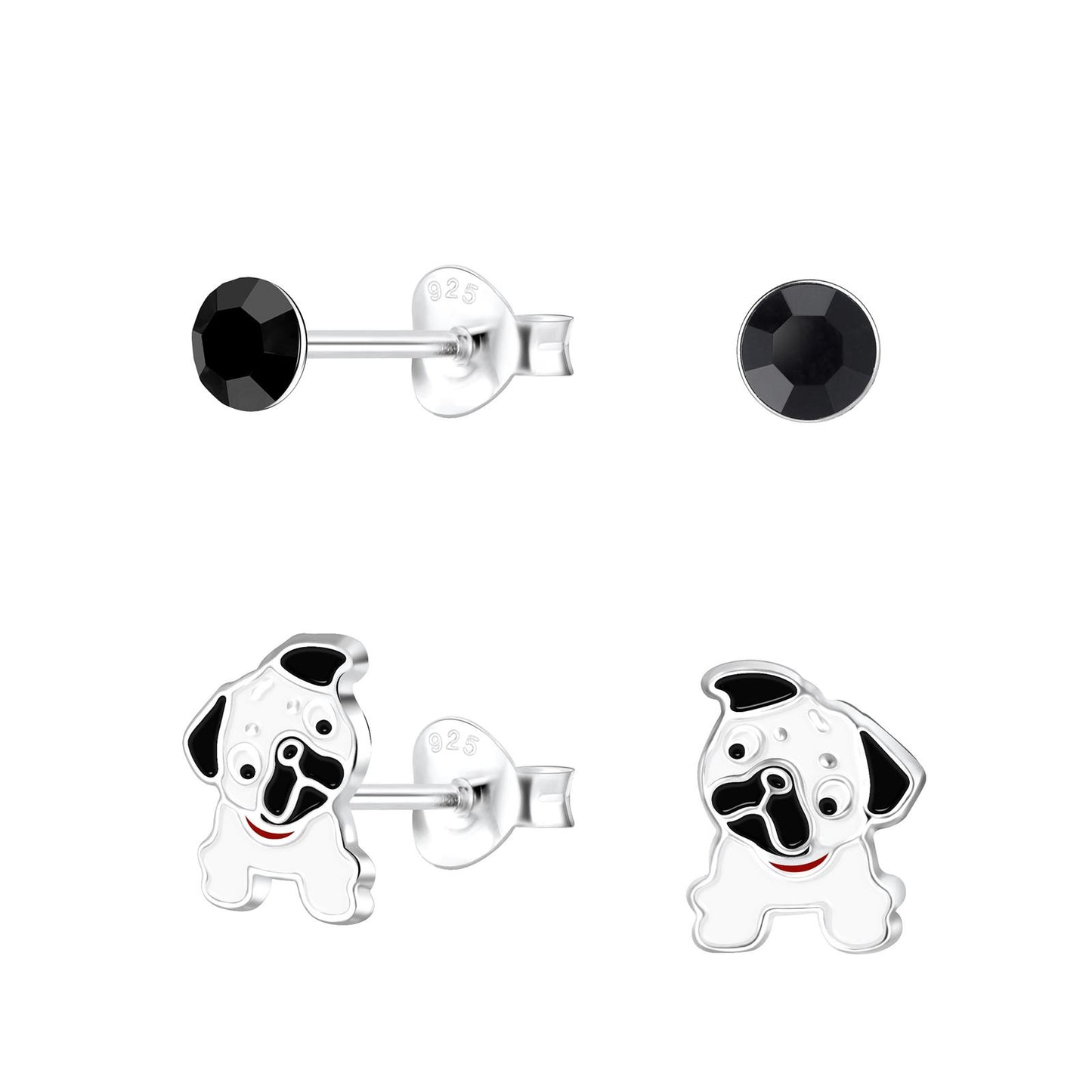 Kinder Ohrringe-Set Bulldoggen aus 925 Silber