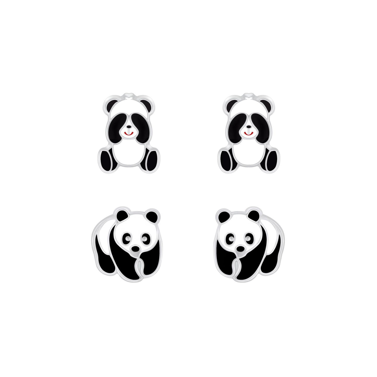 Kinder Ohrringe-Set Panda aus 925 Silber