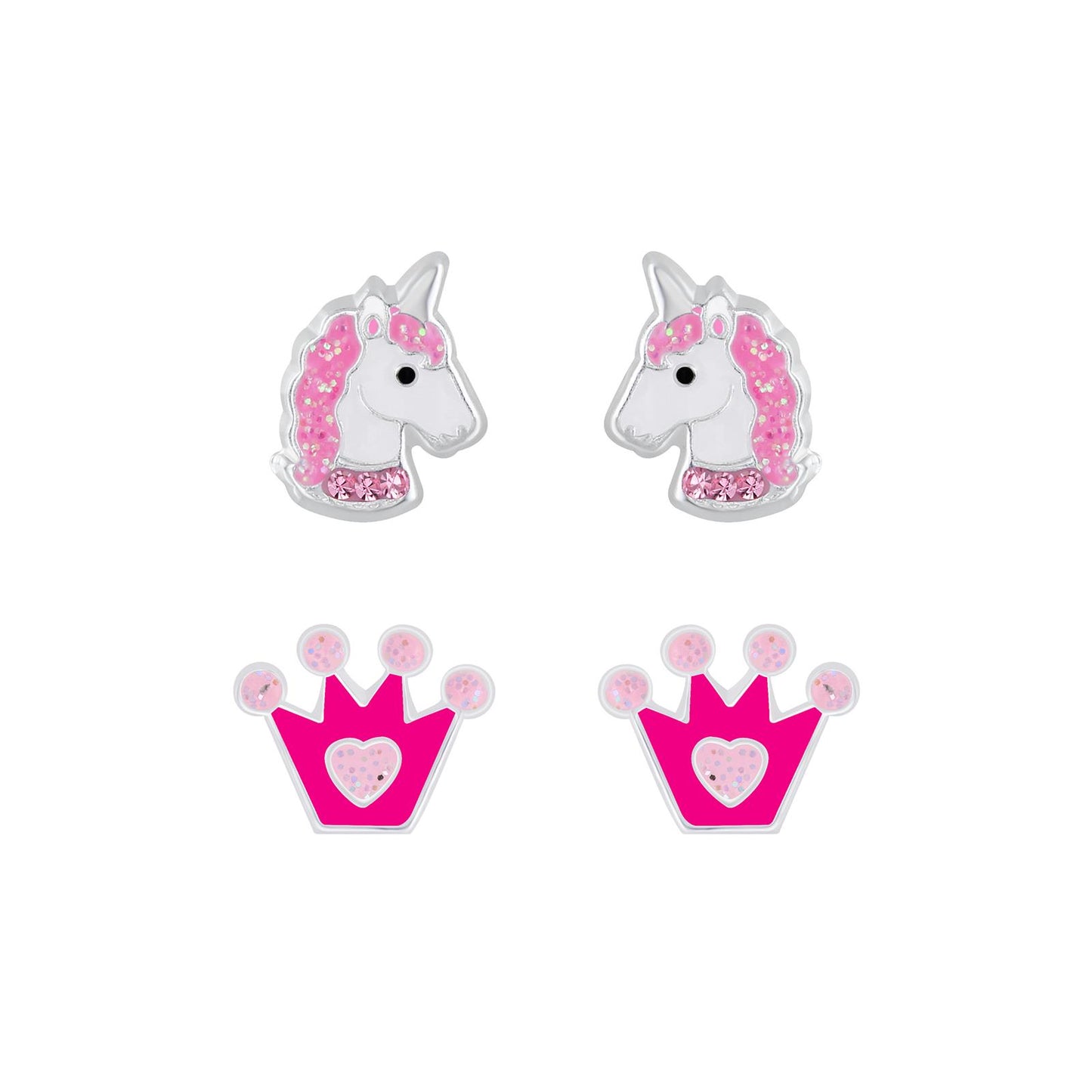 Kinder Ohrringe-Set Einhornkronen aus 925 Silber
