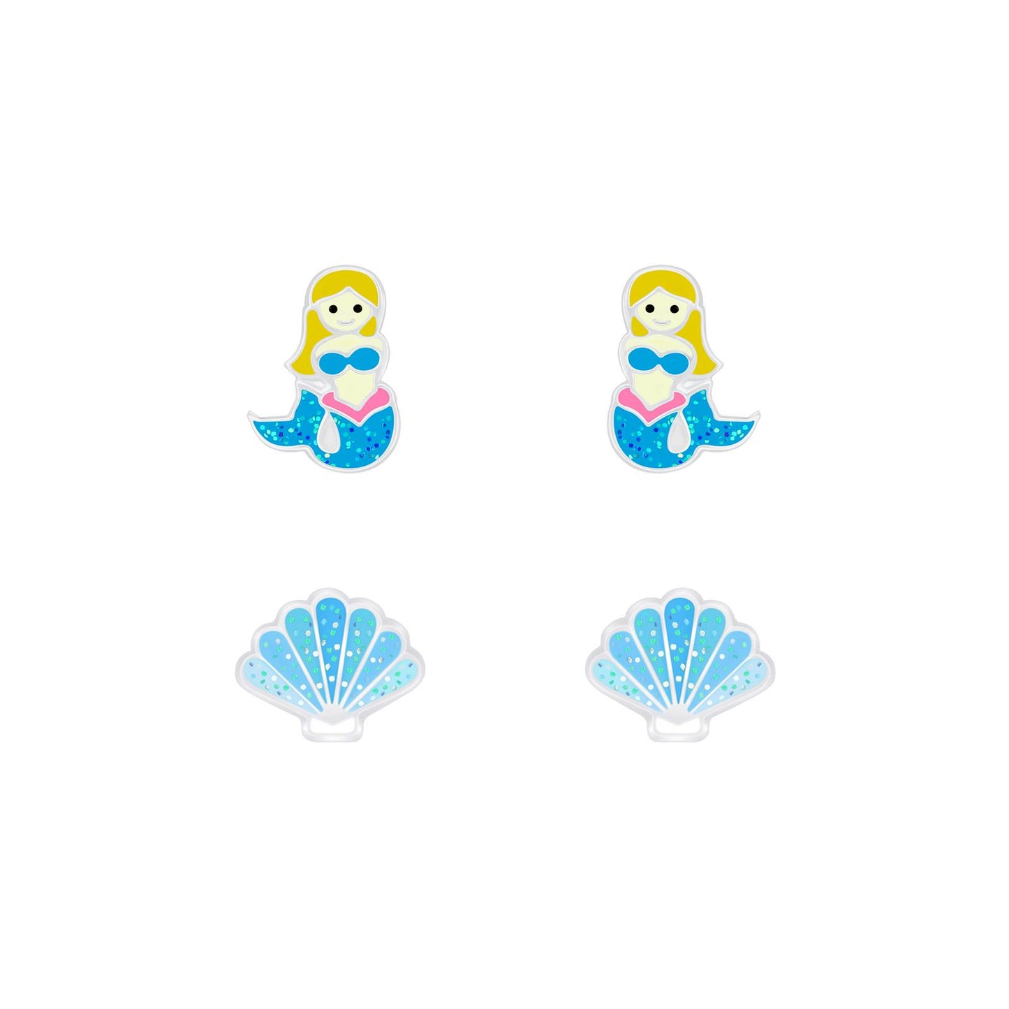 Kinder Ohrringe-Set Meerjungfrau Muschel aus 925 Silber