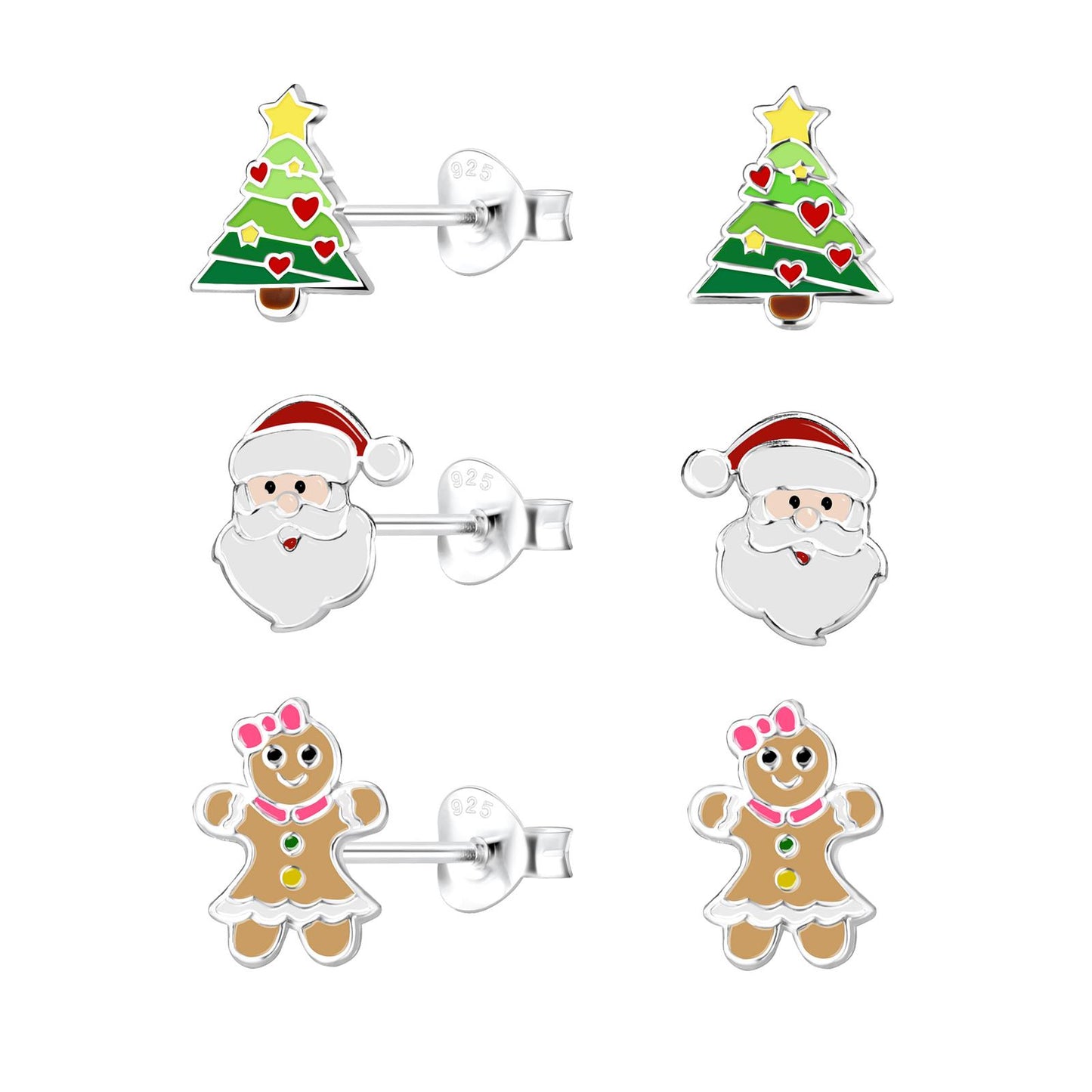 Kinder Ohrringe-Set Weihnachten aus 925 Silber