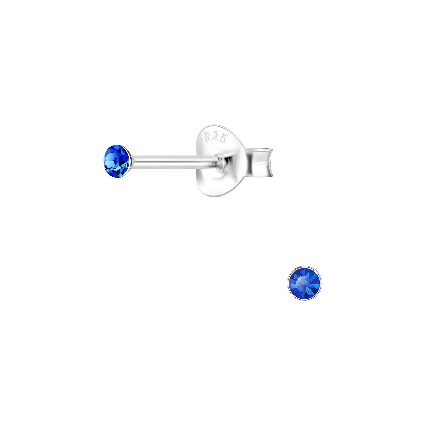 Kinder Ohrringe 2mm Kristall aus 925 Silber