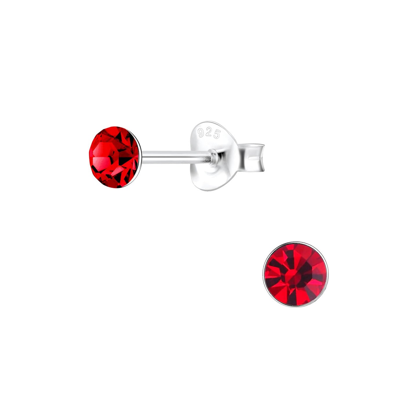 Kinder Ohrringe 4mm Kristall aus 925 Silber